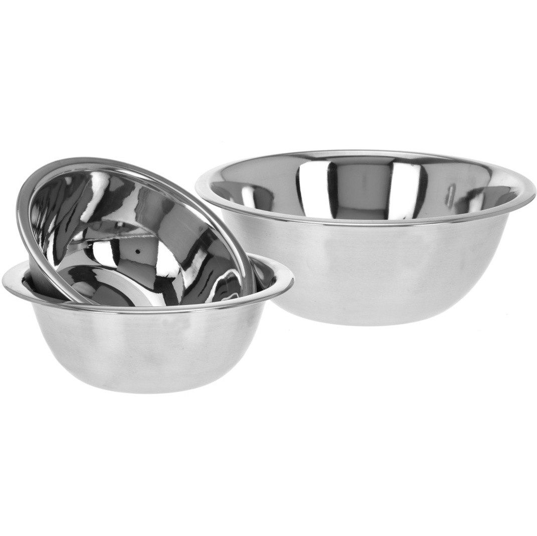 Excellent Houseware Schüssel Edelstahlschüssel, 3er-Set Küchenschüssel, 700 ml, 950 ml, 1900 ml, Edelstahl