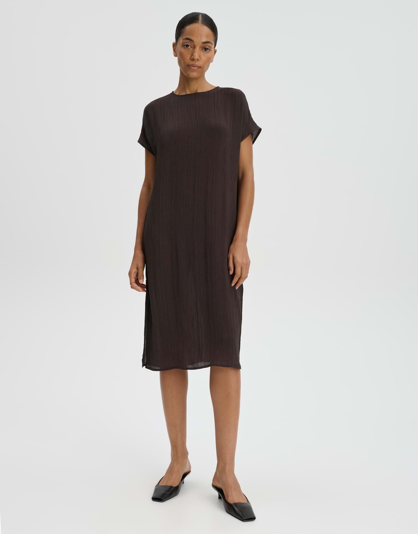someday Midikleid Quimea aus Webware mit Kreppstruktur Leicht transparent mit Rückenschlitz und fließender Struktur