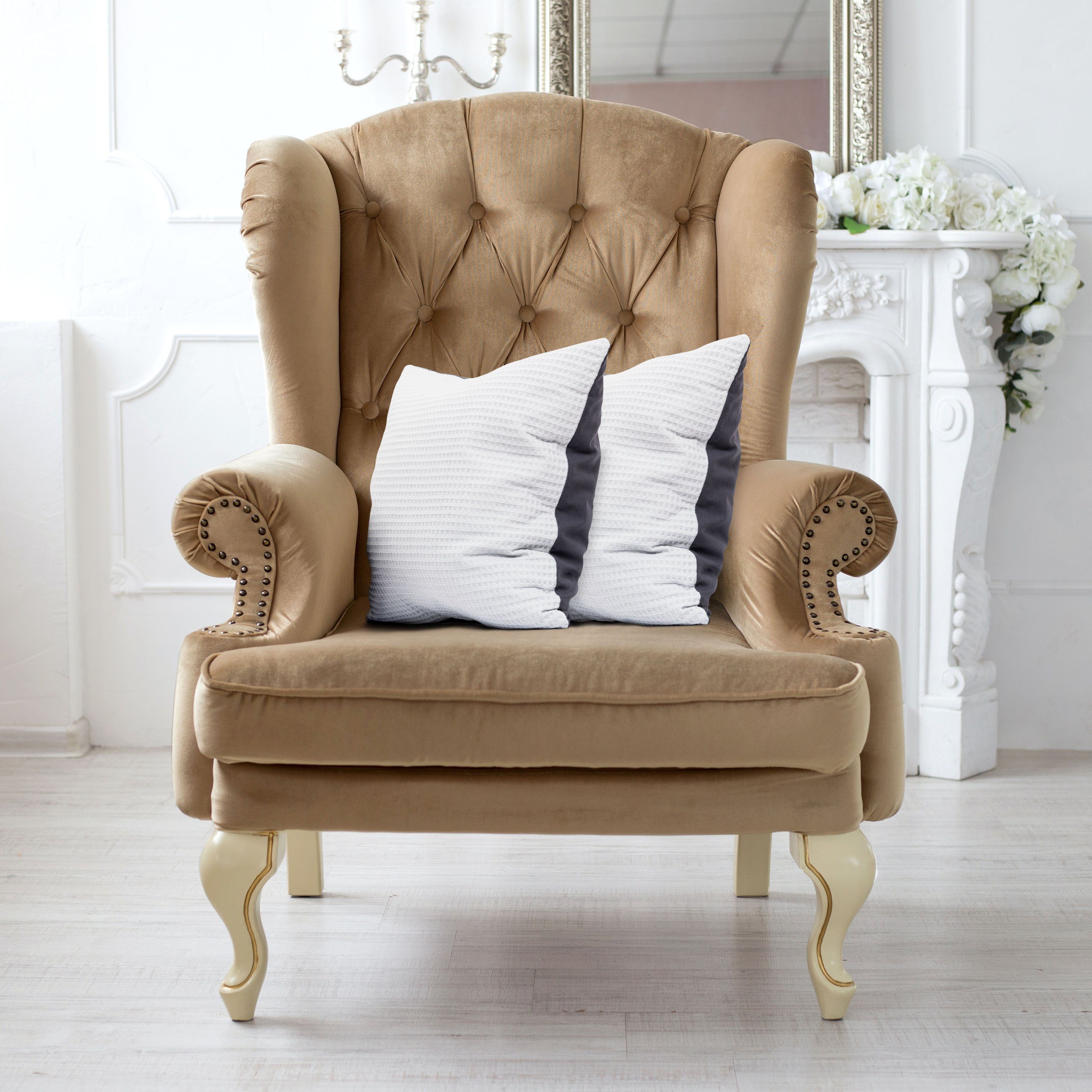 Amilian Dekokissen Dekoratives Kissen 40x40 cm mit Füllung, Waffel Baumwolle