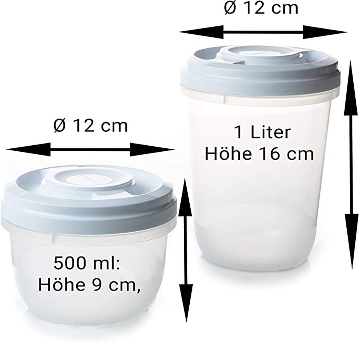 H16 Dose: 1L (Spar wie Ø mit 9 BPA-frei, ml stapelbar, Kunststoff, geprüfte 500 H Centi Ø Qualität! 1L gefriergeeignet, cm, z.B. Frischhaltedosen 6-tlg., Aufbewahrungsbecher Schraubdeckel, 12 Dose: cm- mikrowellengeeignet, Dose), oben Set, Meal Prep, für cm,