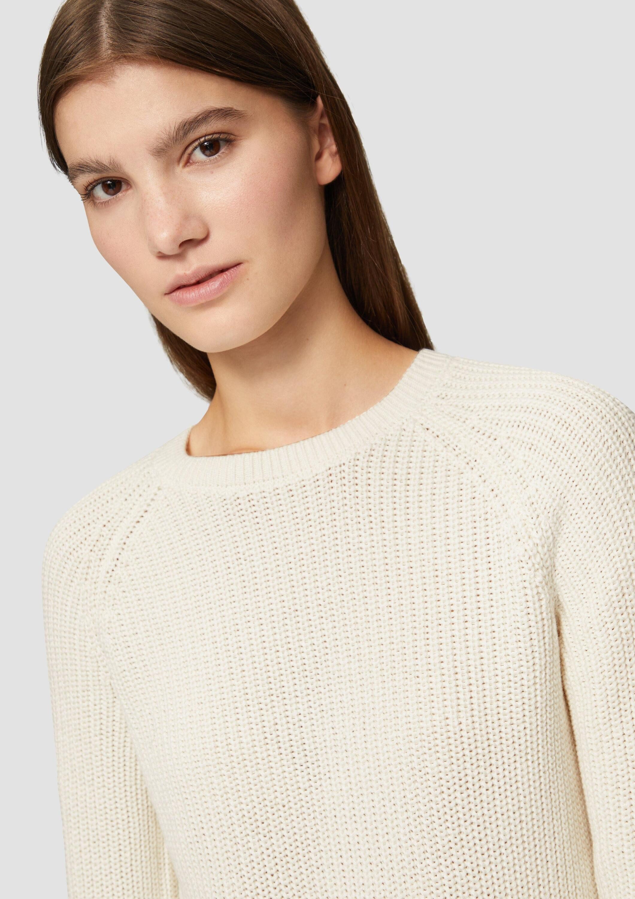 QS Longpullover Strickpullover Melierter Strickpullover mit Raglanärmeln