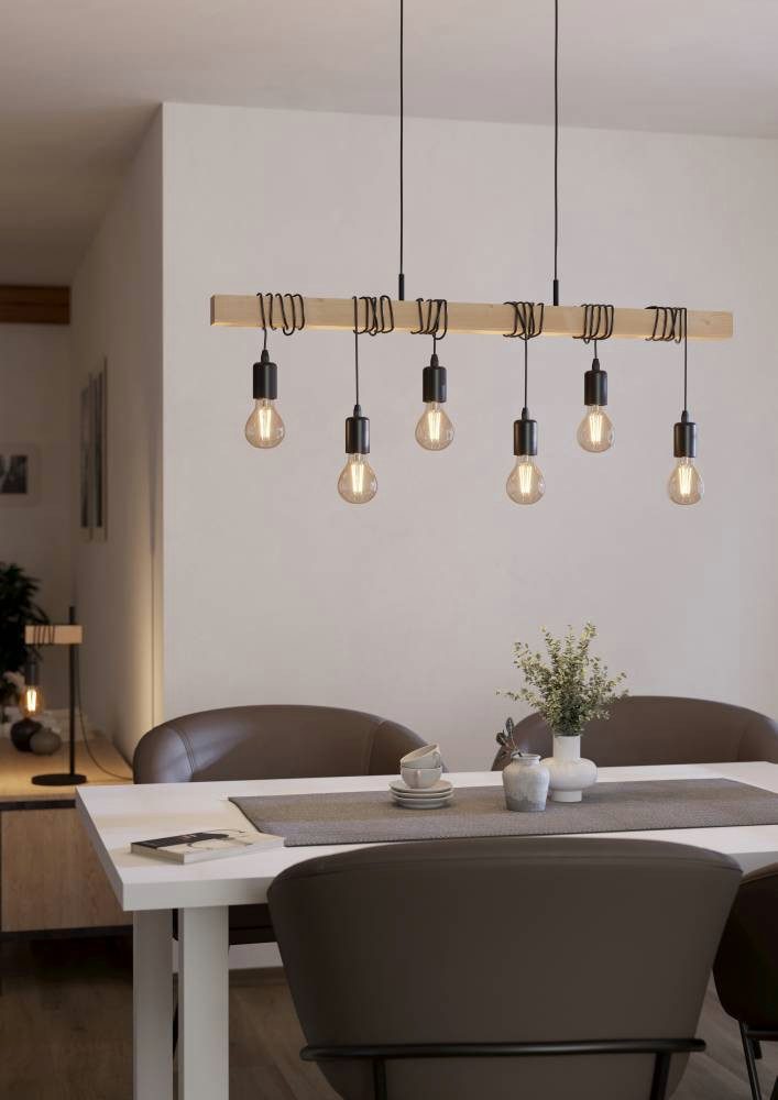 EGLO Hängeleuchte TOWNSHEND, ohne Leuchtmittel, Wohnzimmer, Esszimmer, 6-flammig, 110x10,5x100cm