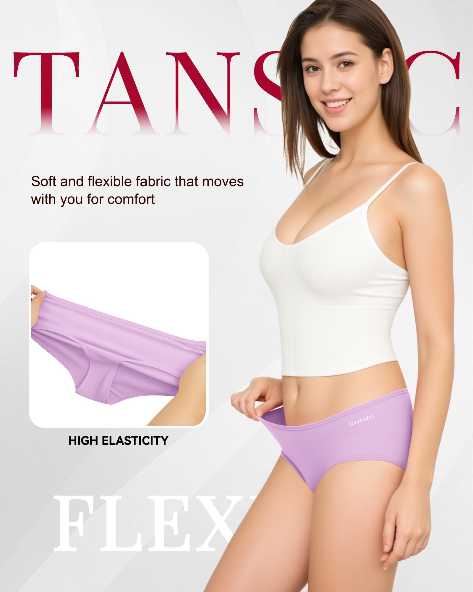 TANSTC Hipster Unterhosen Damen Baumwolle Slips Bequeme Unterwäsche Frauen (Packung, 6-St., 6er-Pack) atmungsaktiv, elastisch, hautfreundlich, nicht umrollender – Bild 5 von 5
