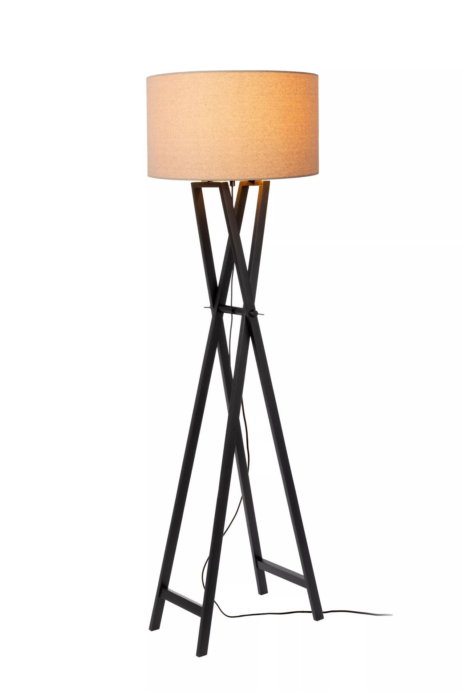 Licht-Erlebnisse Stehlampe NULIS, ohne Leuchtmittel, Stoff Holz E27 157 cm günstig online kaufen