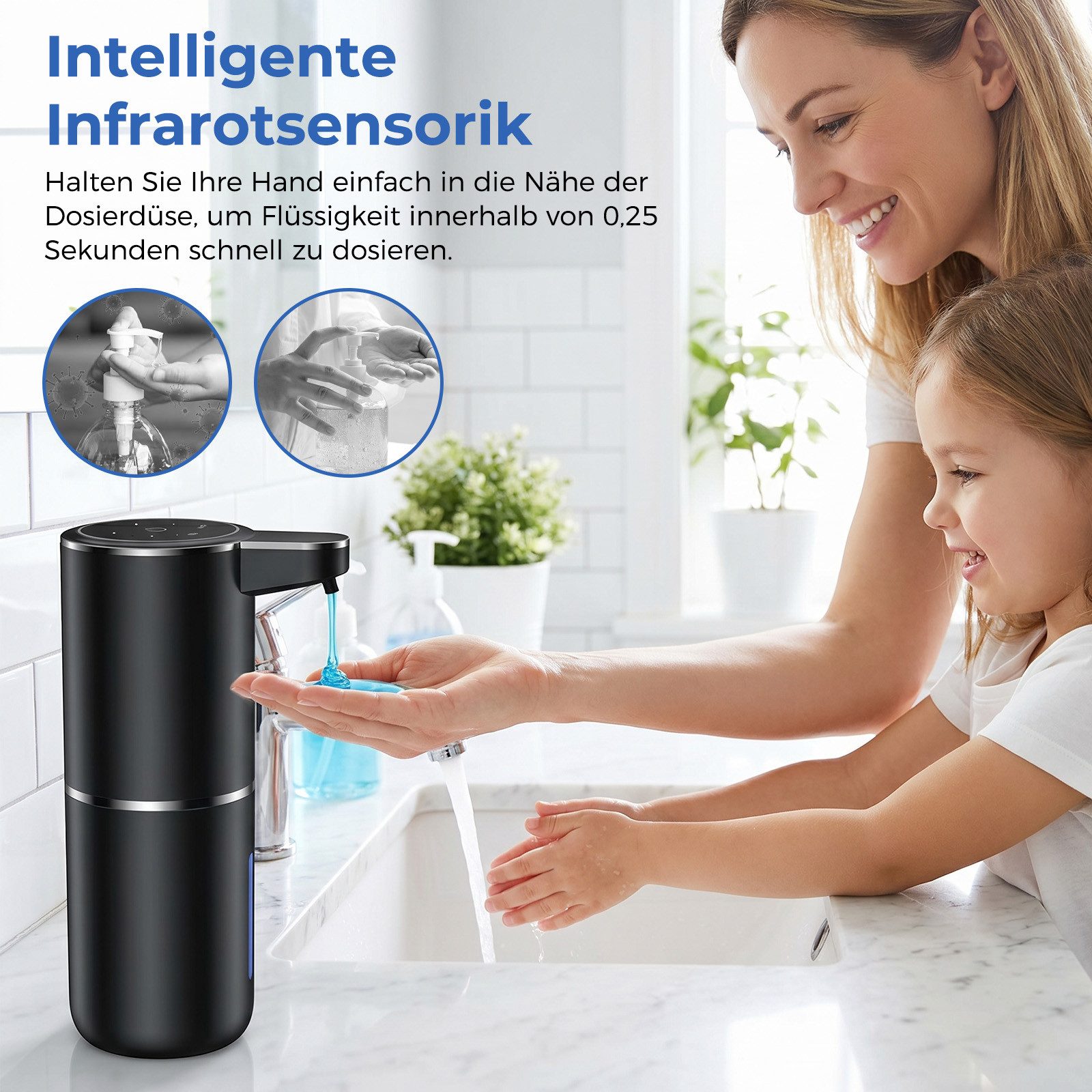 AKKEE Seifenspender Automatischer Schaumseifenspender Mit Infrarotsensor, 380ml Elektrischer – Bild 4 von 5