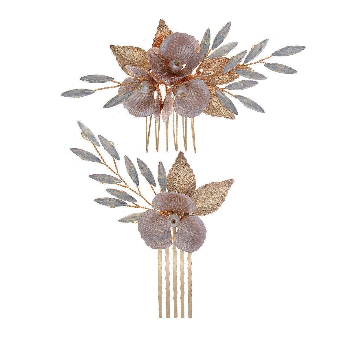 MOPUEA Haarstyling-Set Haarnadeln Damen Strass Haarschmuck Blatt Hochzeit Braut Set