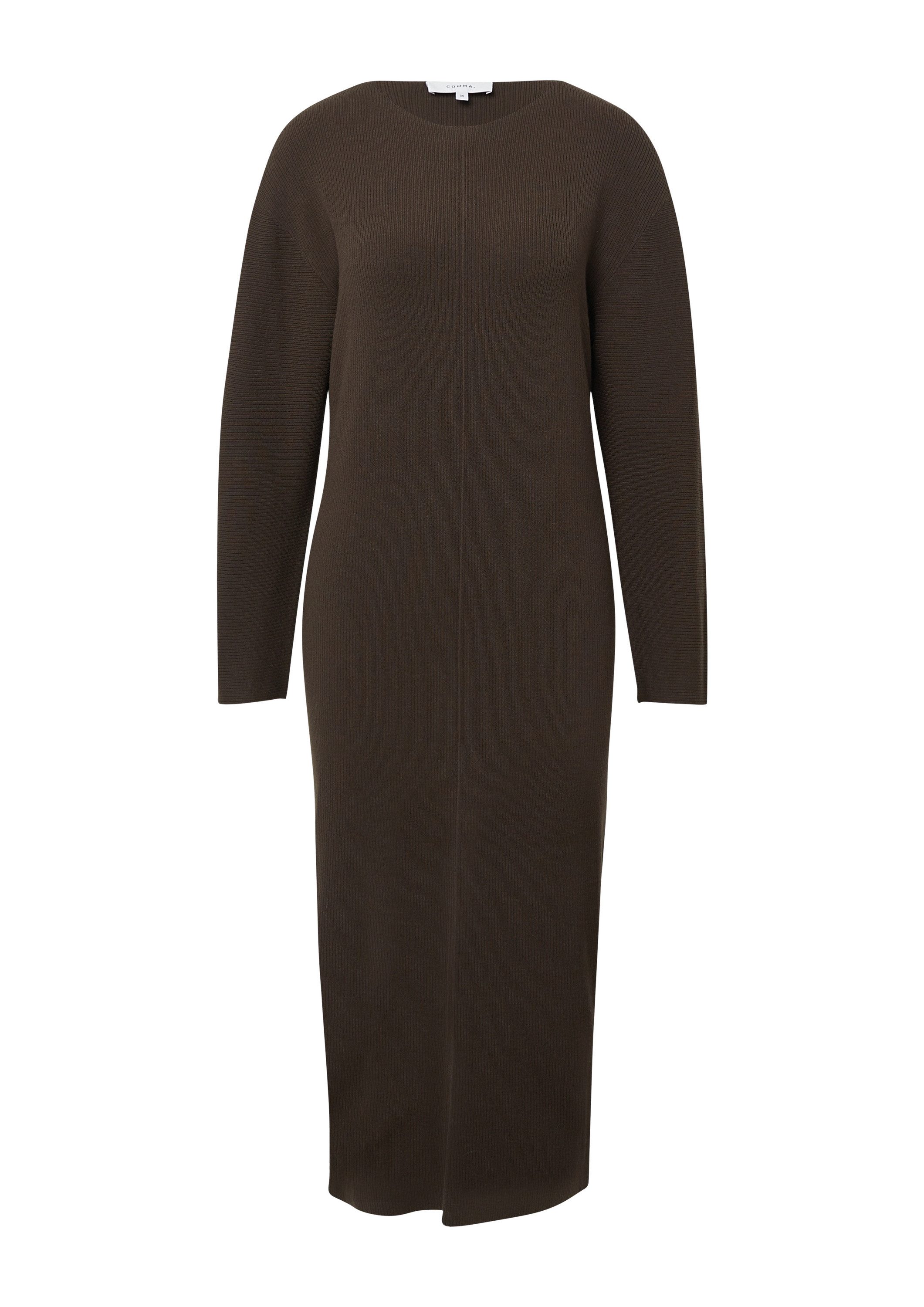 comma Midikleid Kleid Rippstrickkleid mit überschnittenen Schultern günstig online kaufen
