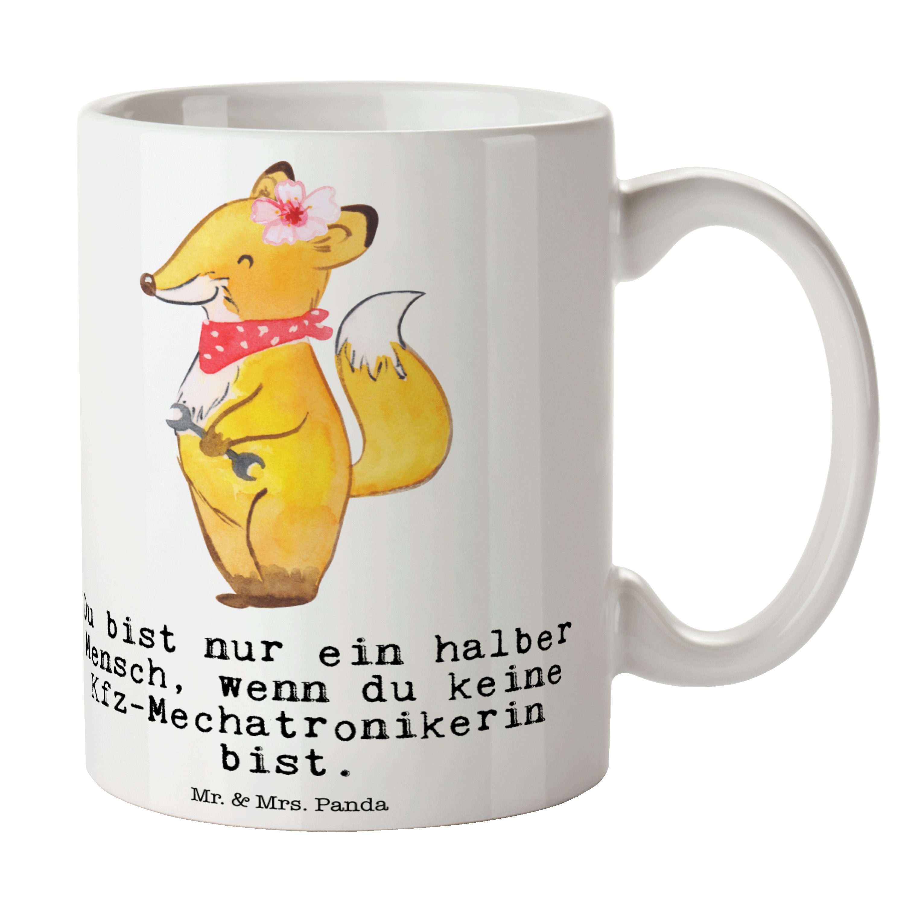 Mr. & Mrs. Geschenk, Kfz-Mechatronikerin Keramik Panda mit Herz Weiß Abschied, - Tasse Ausbildung, -