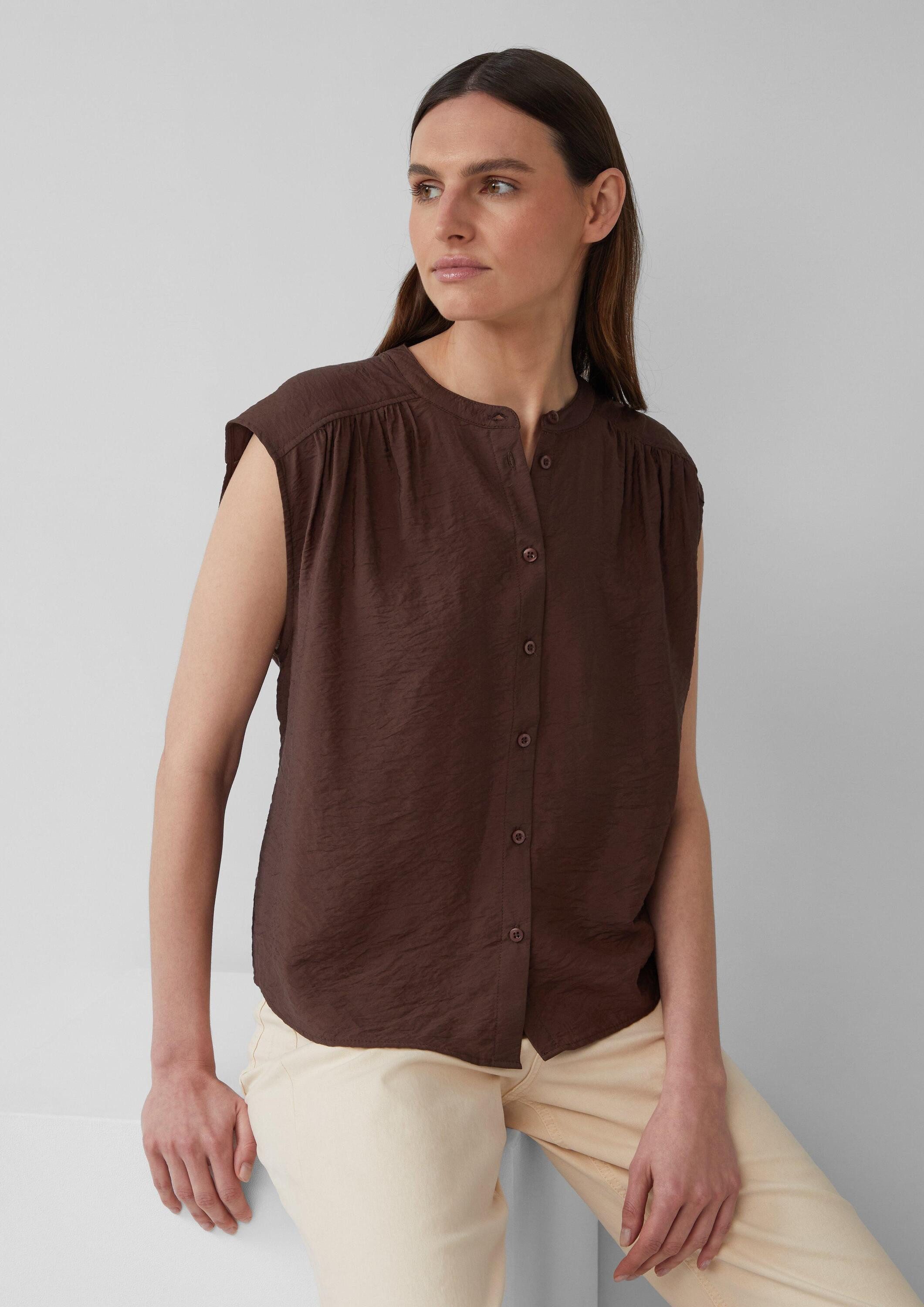 s.Oliver Blusentop Bluse Weites Blusentop mit Raffung und Spitzen-Detail günstig online kaufen