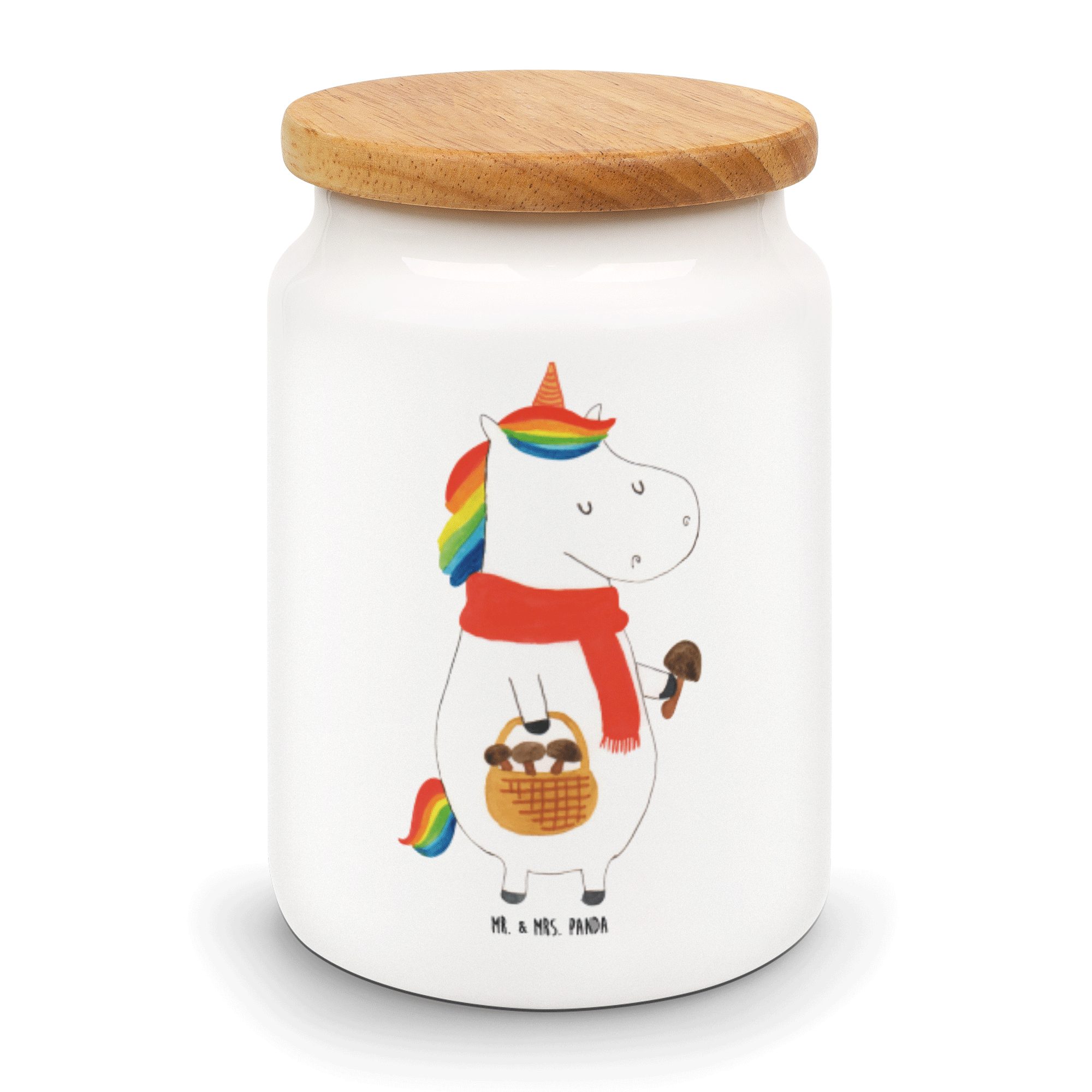 Mr. & Mrs. Panda Vorratsdose Einhorn Pilz - Weiß - Geschenk, Unicorn, Keksdose, Vorratsdose, Lecke, Keramik, (1-tlg)