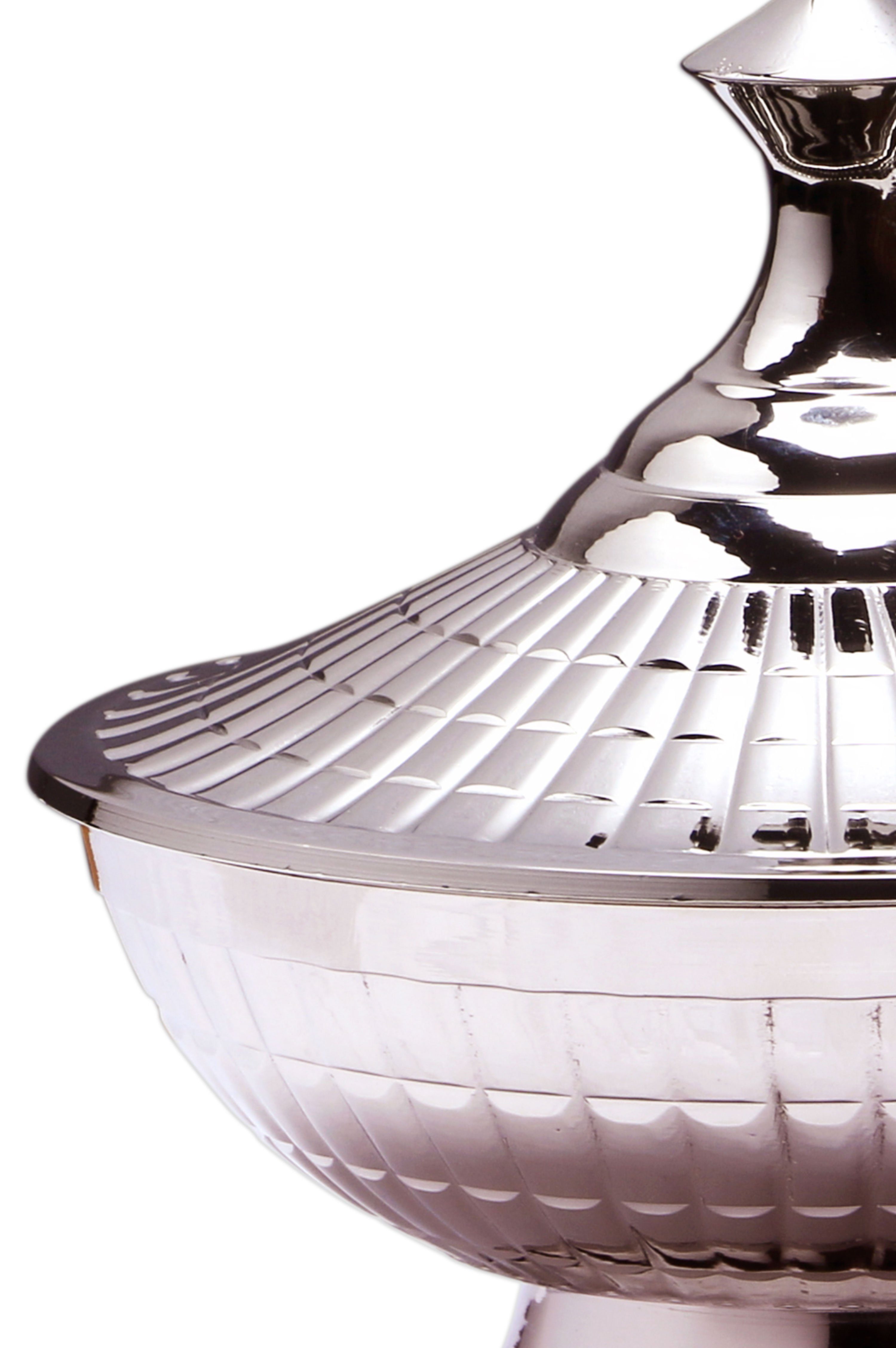 Marrakesch Orient & Mediterran Interior Zuckerdose Orientalische Zuckerdose Anwar handgemacht aus Messing in Silber 12 cm, Messing, (1-tlg), Handarbeit