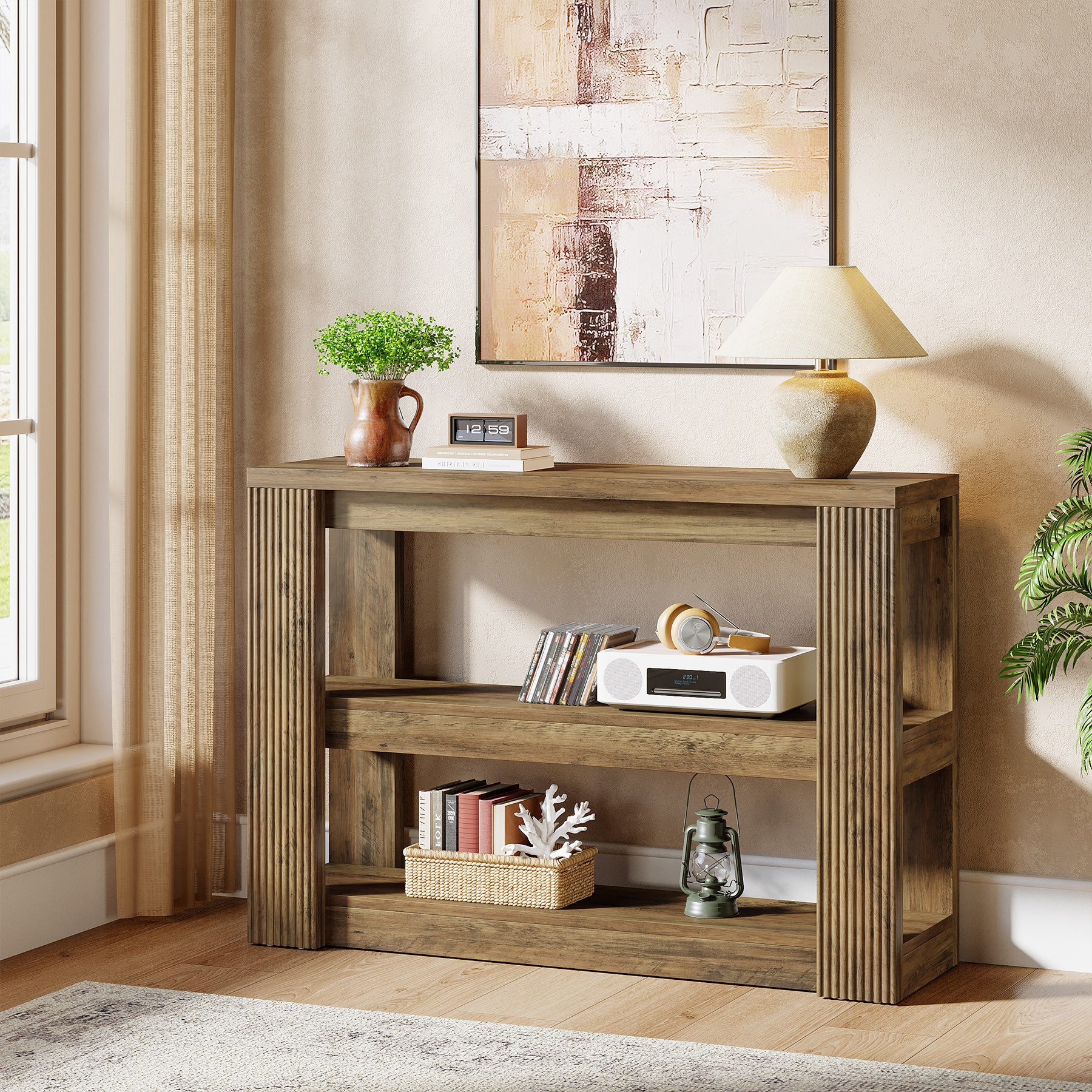 Tribesigns Konsolentisch 105 cm Sofatisch, Eingangstisch mit 3-stufig Stauraum, Flurtisch