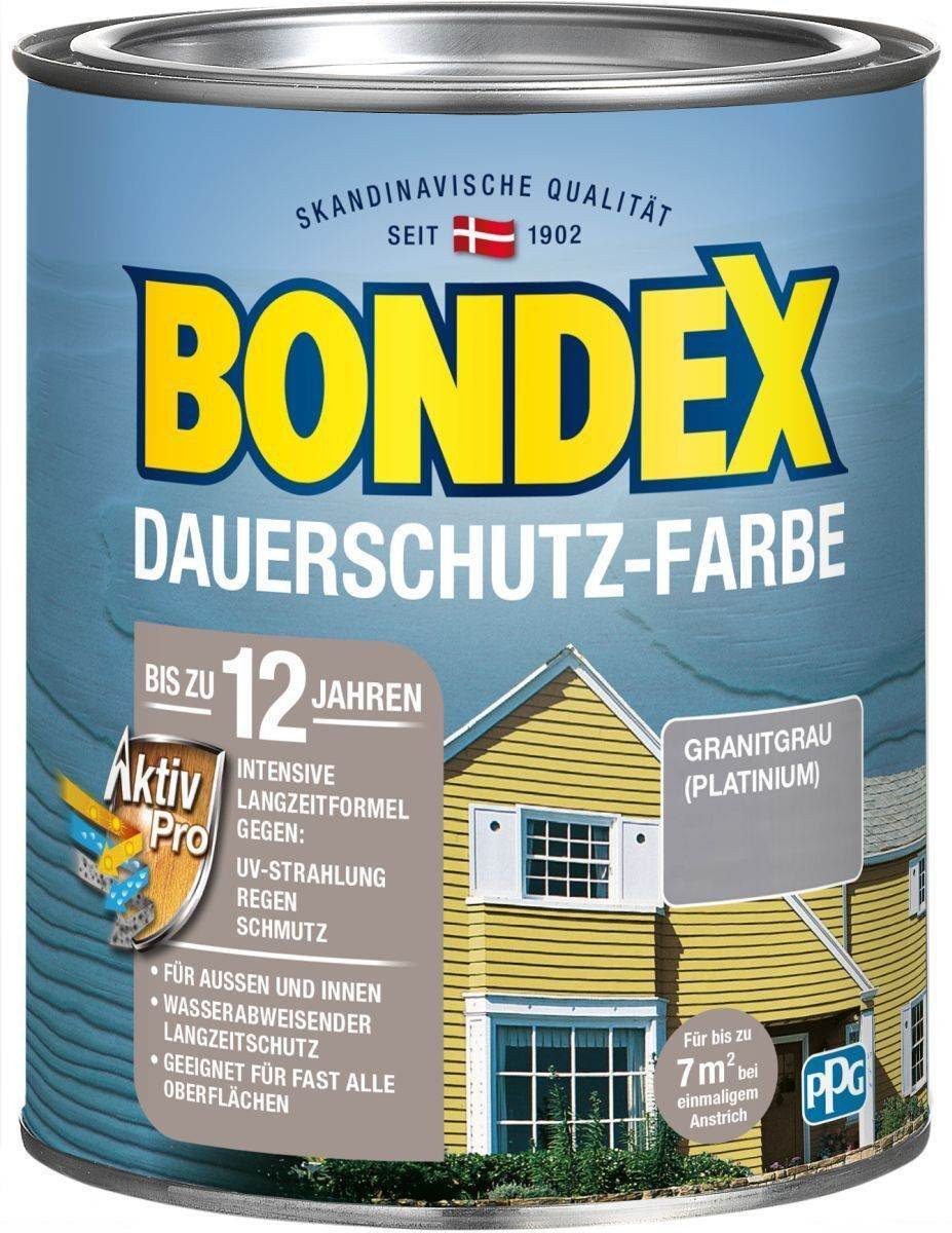 Wetterschutzfarbe BONDEX Dauerschutz Farbe 0,75L, Holzfarbe deckend Granitgrau Platinium