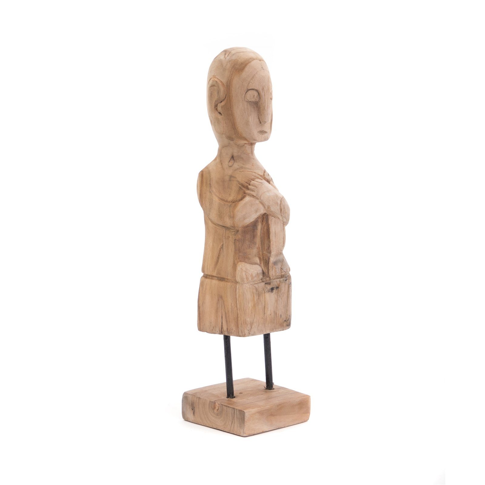 CREEDWOOD Skulptur TEAK SKULPTUR "PRIMITIVO", Teakholz, 40 m, Geschnitzte Holz Figur