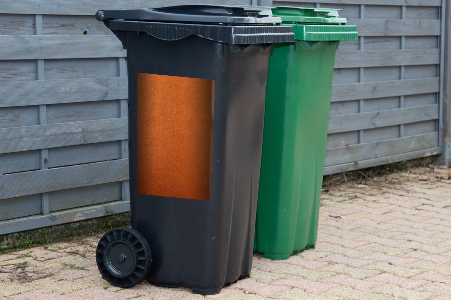Container, Mülltonne, Sticker, Kupferstruktur einer Papier mit MuchoWow Abfalbehälter Mülleimer-aufkleber, (1 Wandsticker St),