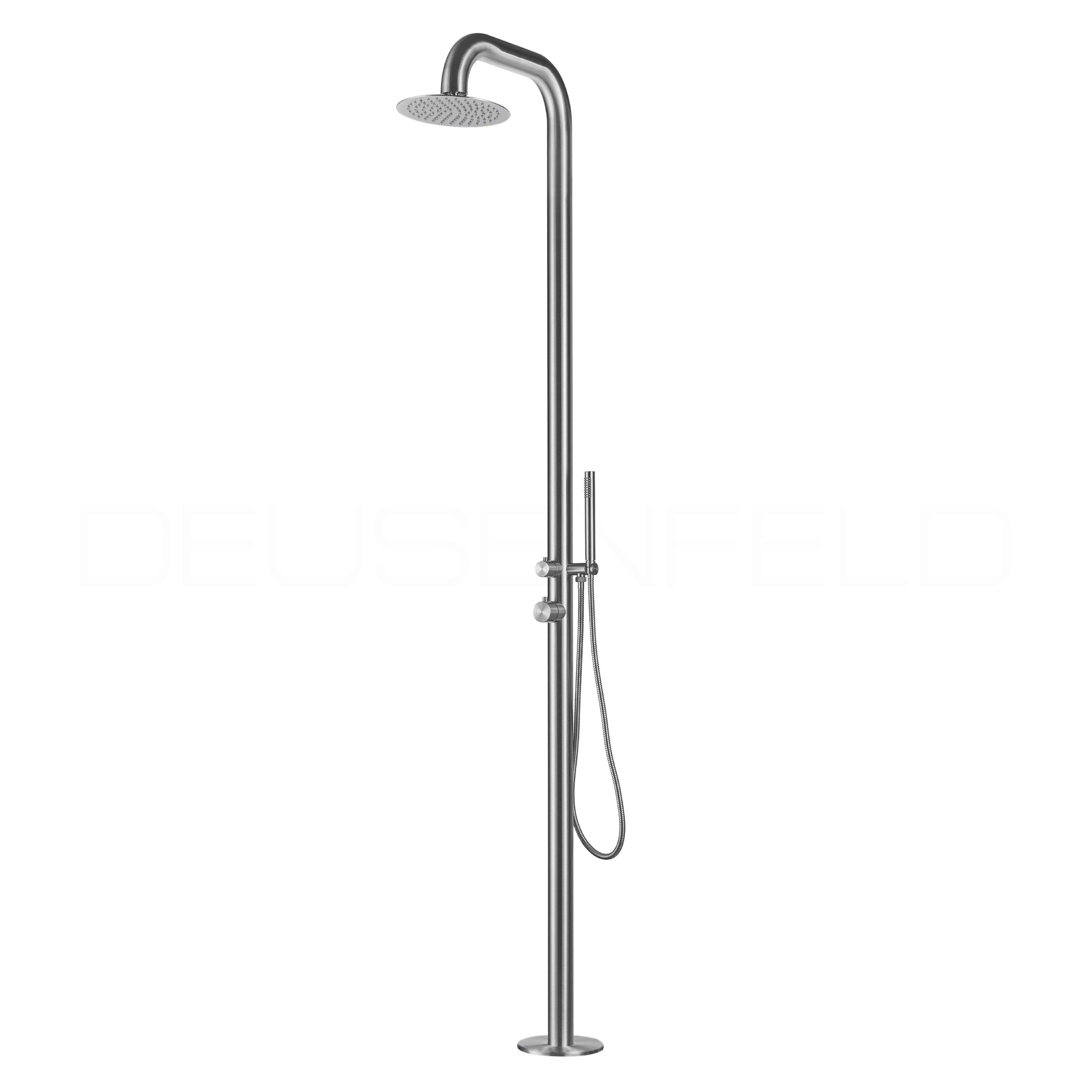 DEUSENFELD Duscharmatur M8FS4640 (Freistehendes Duschsystem, Pooldusche) Echt Edelstahl SS316, matt gebürstet