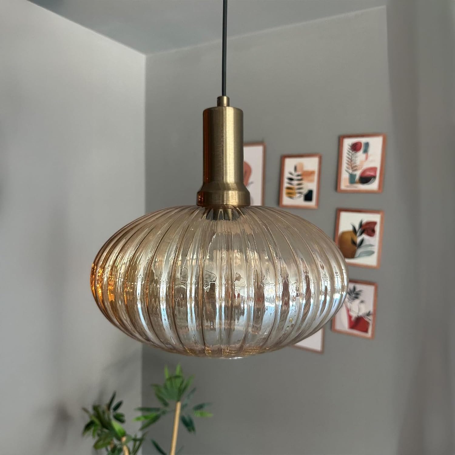 Bamyum Pendelleuchte Pendelleuchte Elegant Lanterne Glas, günstig online kaufen