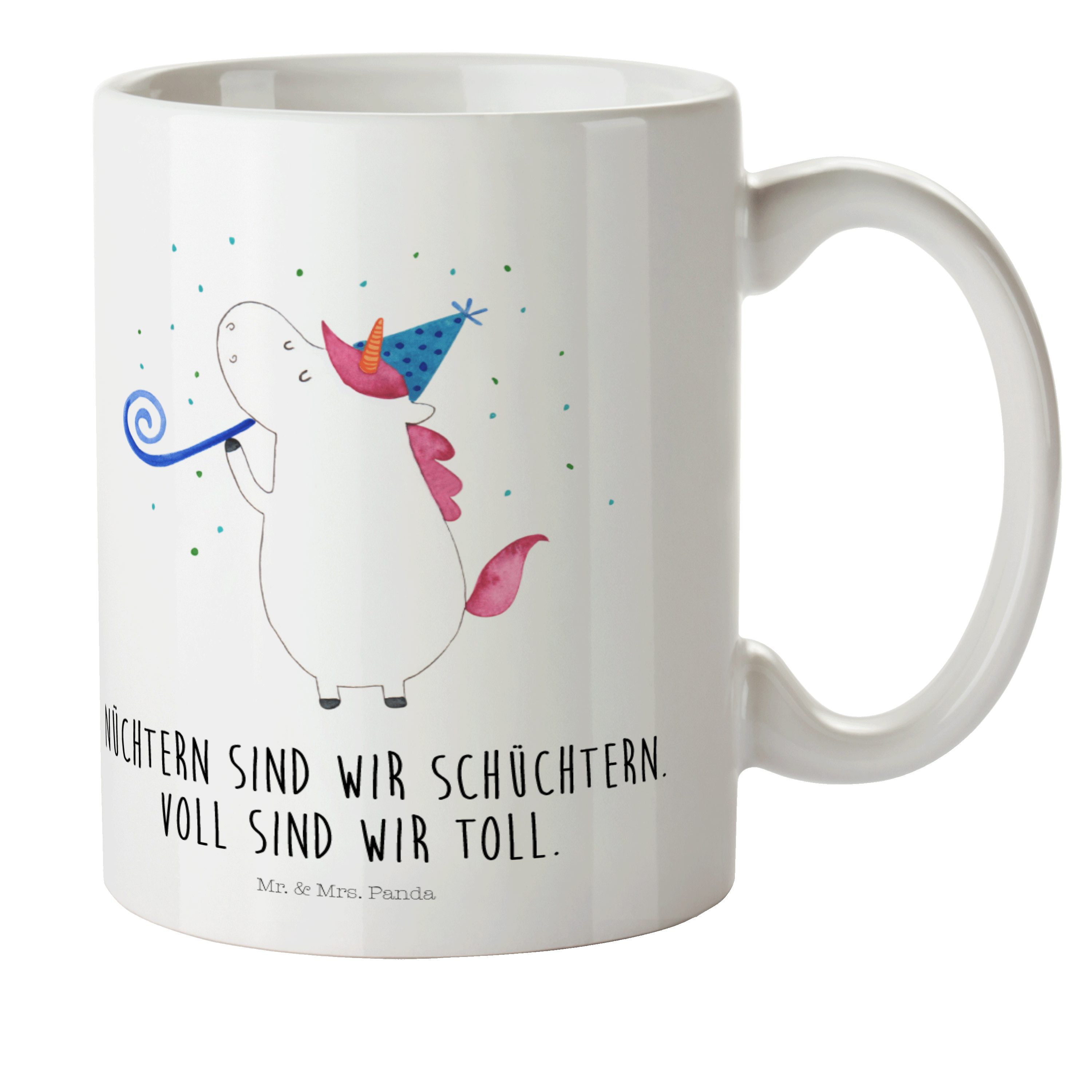 Mr. & Mrs. Panda Kinderbecher Einhorn Party - Weiß - Geschenk, Einhorn Deko, Kinder Tasse, Kaffeeta, Kunststoff, Kindergeschichten Motive