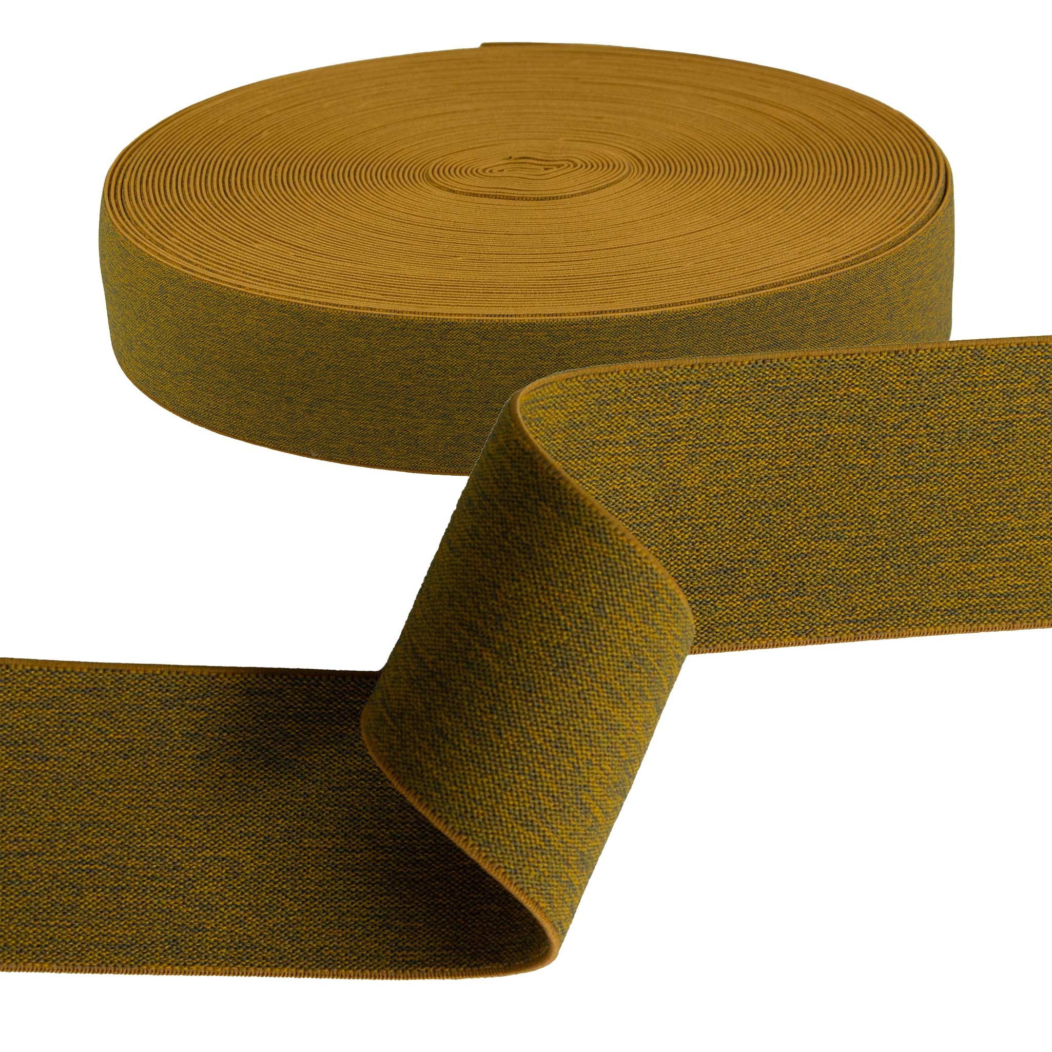 maDDma Gummiband Gummiband meliert ab 1m x 40mm beidseitig Gummilitze flach Stretch, senfgelb