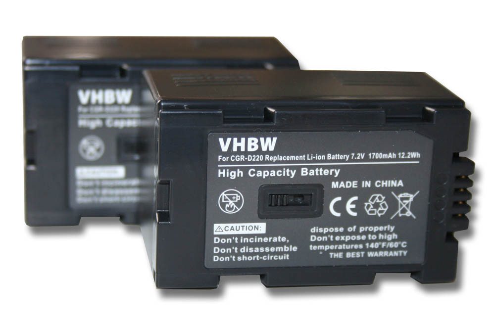 vhbw passend für Panasonic NV-DS33, NV-DS35, NV-DS37, NV-DS38, NV-DS55, Kamera-Akku 1700 mAh