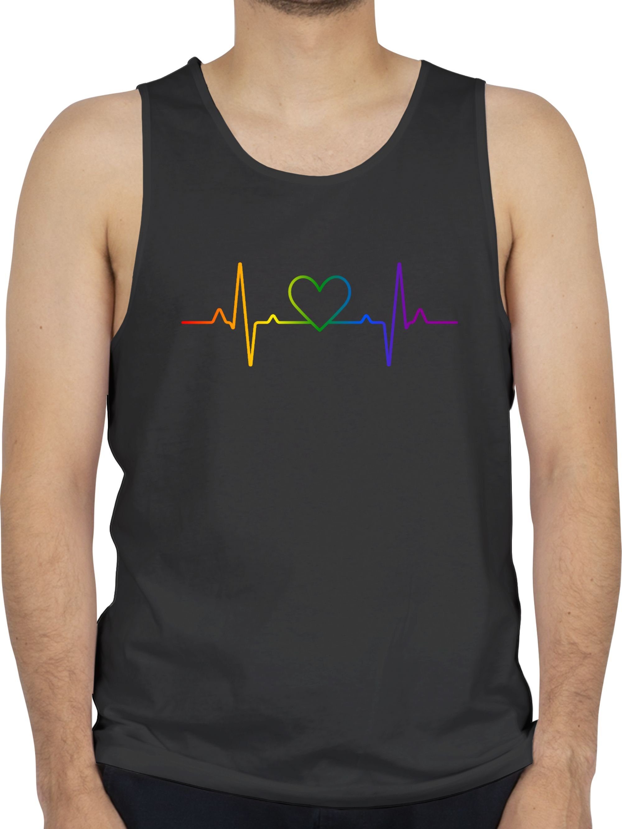 Shirtracer Tanktop Herzschlag Regenbogen Pride LGBT Kleidung