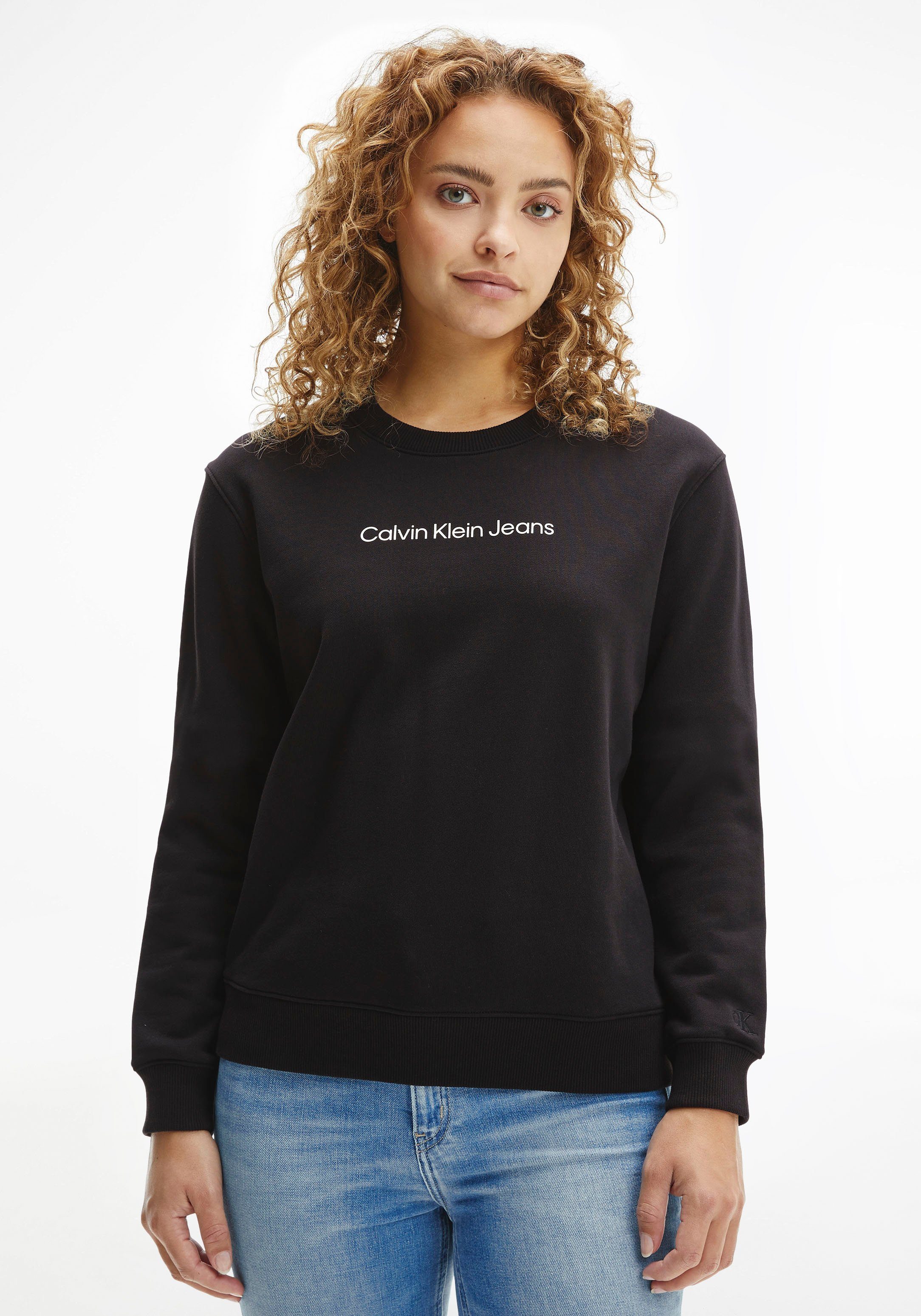 Calvin Klein Jeans Sweatshirt SHRUNKEN INSTITUTIONAL CREW NECK mit Calvin  Klein Logo-Schriftzug