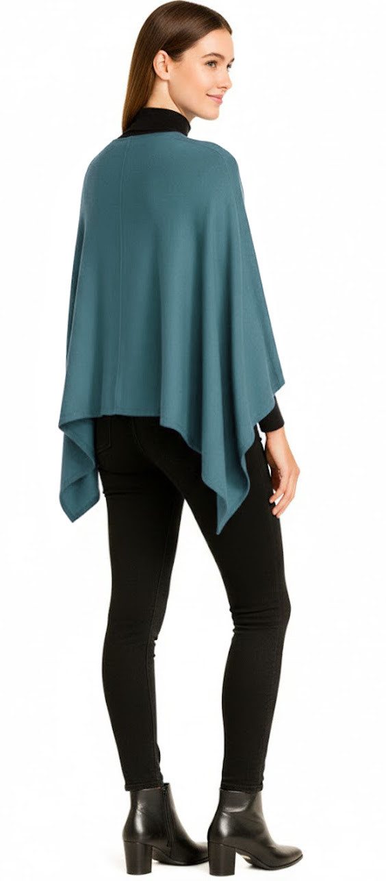 dy_mode Strickponcho Damen Poncho in Unifarben Weiches Strickponcho Cape Herbst Umhang in Unifarbe, Vorne Kurz - Seitlich Lang Schnitt