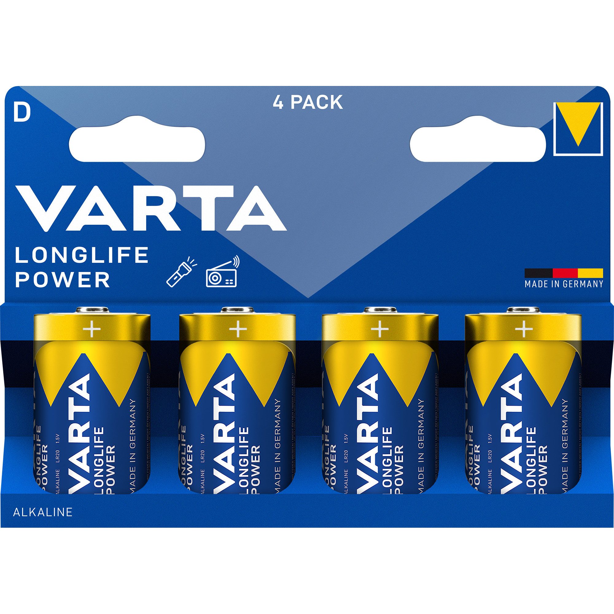 VARTA VARTA Longlife Power Batterie LR20, D (Mono), (4 Batterie