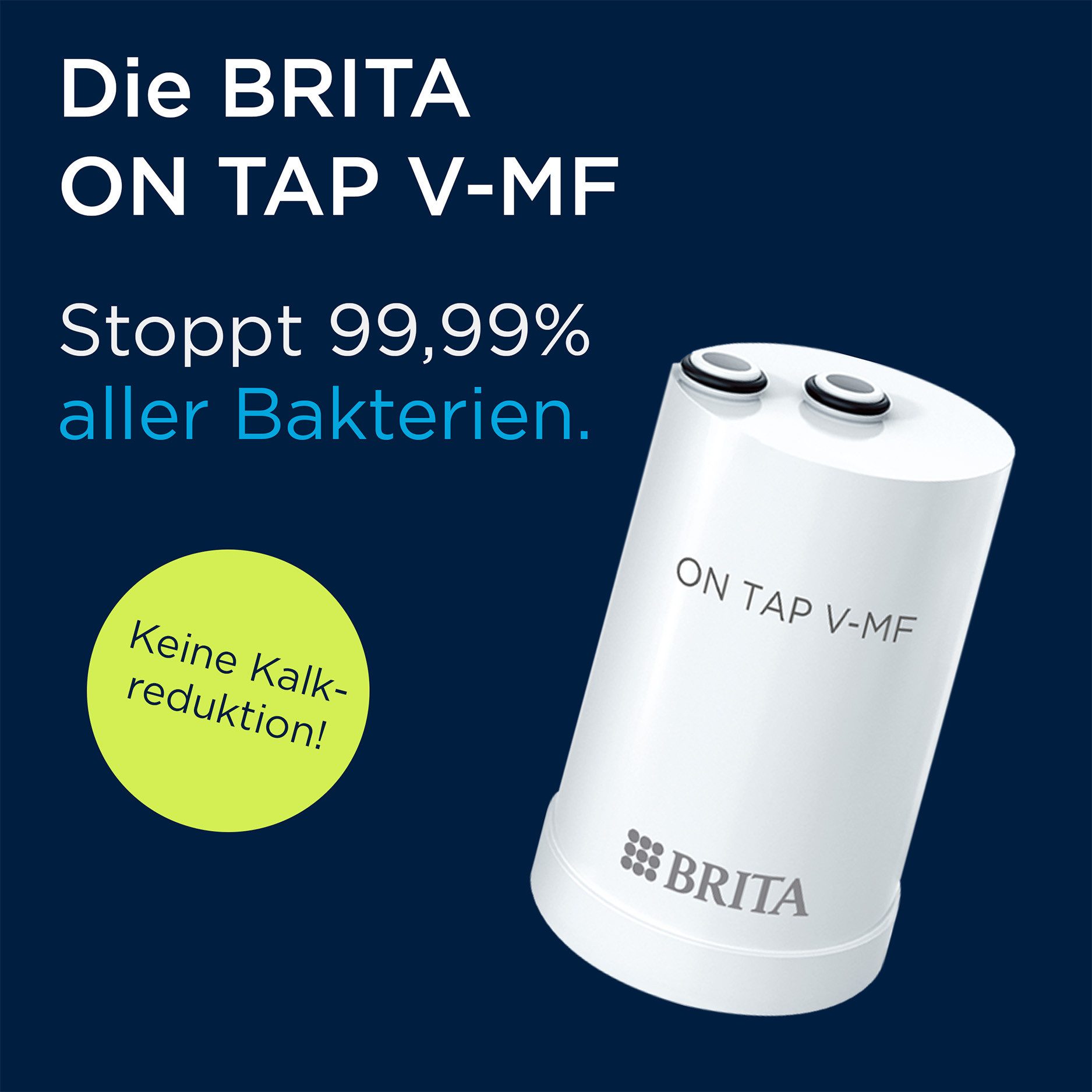 BRITA Wasserfilter ON TAP V-MF Wasserhahnfilter für Wasserhahn-Aufsatz ON TAP PRO, ON TAP, Stoppt 99,99% Bakterien, reduziert PFAS, Chlor, Grobpartikel, Metalle