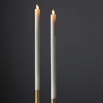 STAR TRADING LED-Kerze LED Stabkerzen Echtwachs mechanische Flamme H: 40cm Timer weiß 2 Stück (2-tlg)