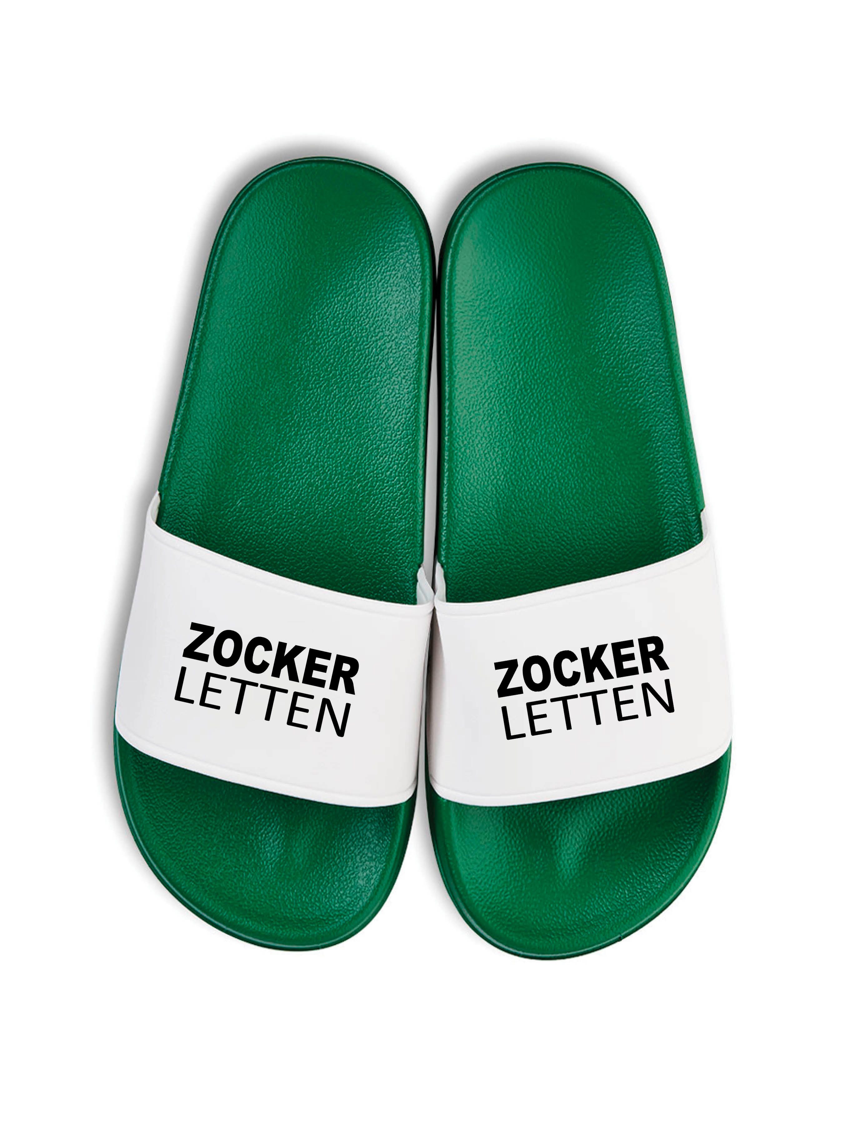 Herren Damen Badelatschen "Zocker Letten" Fun-Print lustig Geschenk Badeschuh