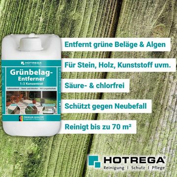 HOTREGA® Grünbelagentferner Algenentferner Stein Holz Textilien 5L Konzentrat Reinigungskonzentrat