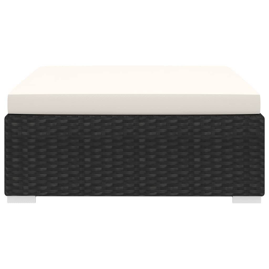 vidaXL Sofaelement Modular-Fußhocker 1 Stk. + Auflagen Poly Rattan Schwarz (1 St)