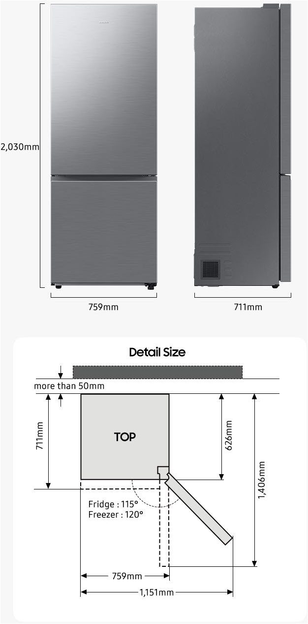 Samsung Kühl-/Gefrierkombination RB53DG706AS9, 203 cm hoch, 75,9 cm breit, extra weit 75cm, NoFrost