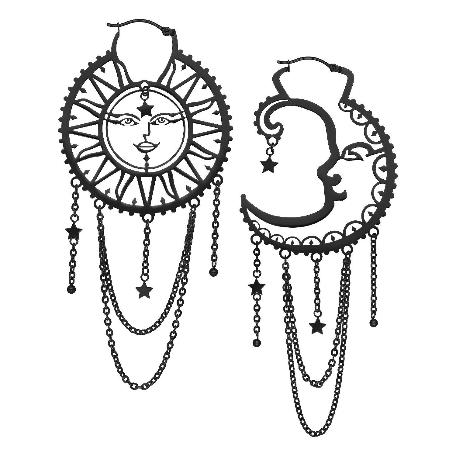 Paar Ohrhänger Oldschool Sun Moon Hoops