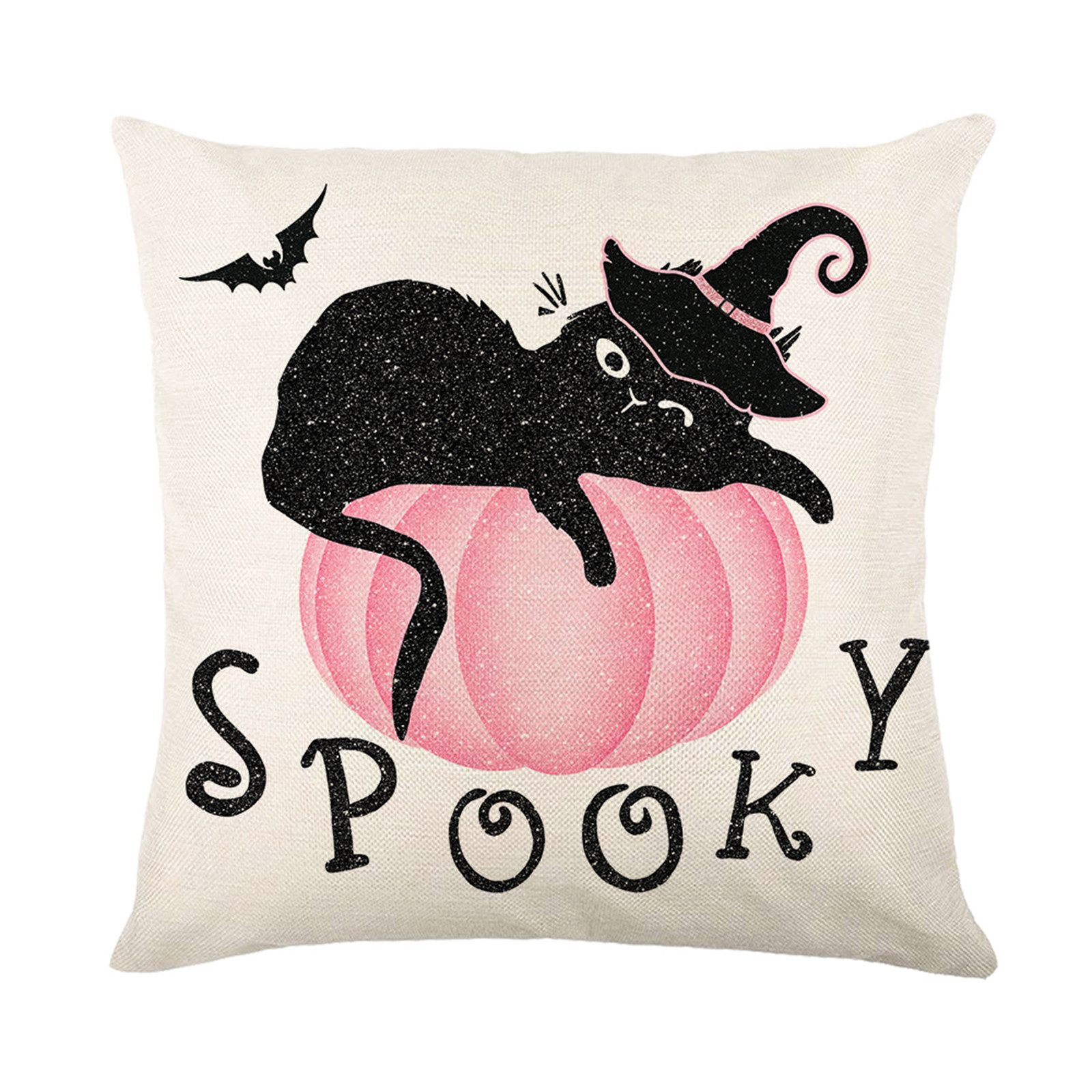 BTTO Kissenhüllen Halloween Kissenbezug 45X45cm, Quadratisch Dekokissen, (4 Stück), Sofakissen Couchkissen für Halloween Weihnachten