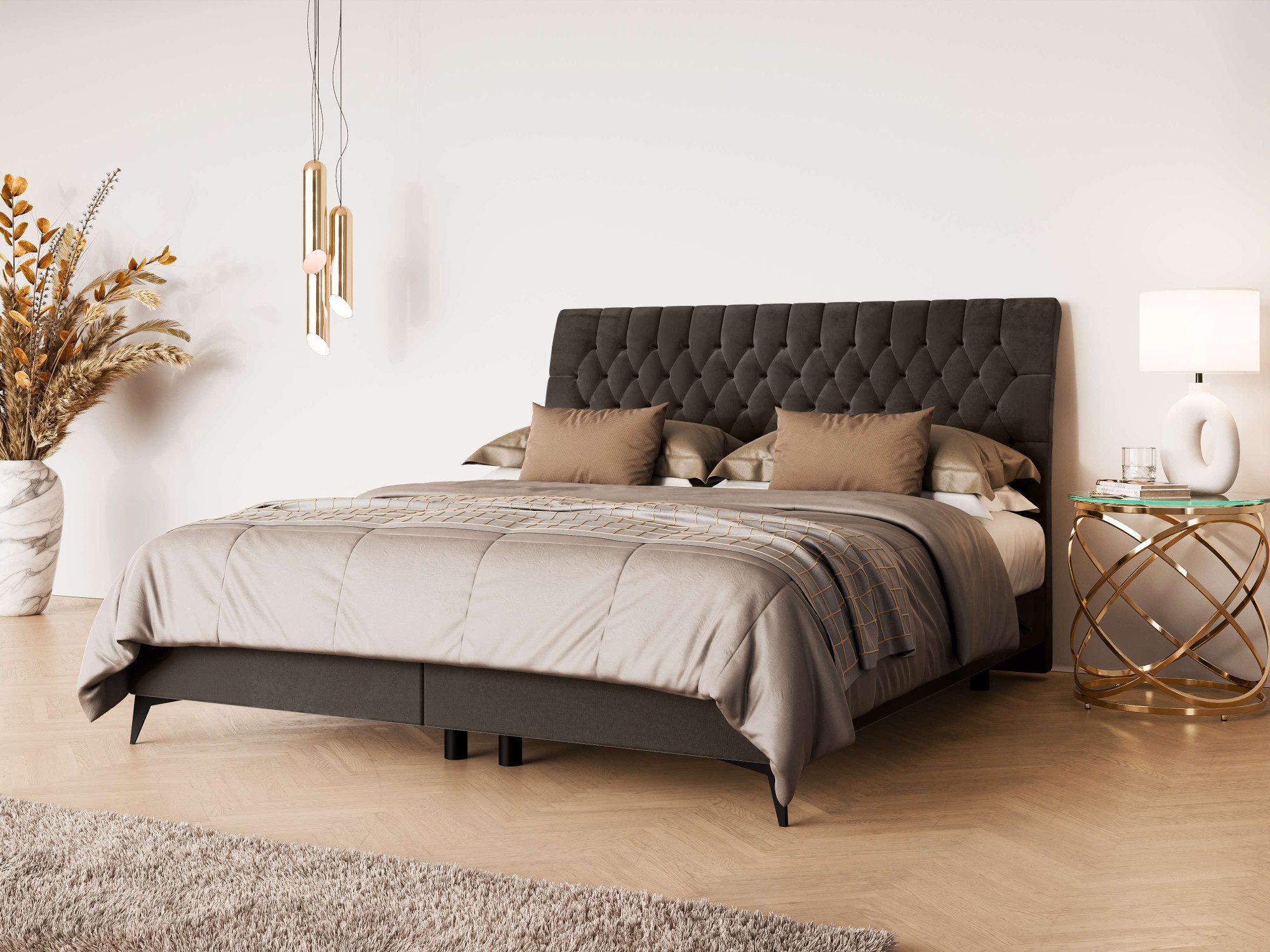 Home affaire Bett SYDNEE mit Matratze und Topper, in 2 Breiten (160 und 180 cm), Boxspringbett mit Kopfteil, Bettkasten, Matratze (BFK/TFK) und Topper