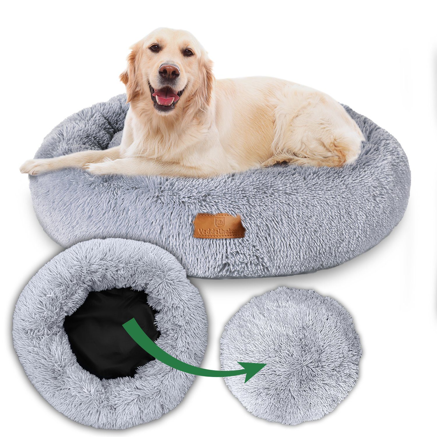 Tierbett Ø 100 cm (XL) Hell & Dunkelgrau Hundebett Katzenbett Hundekissen
