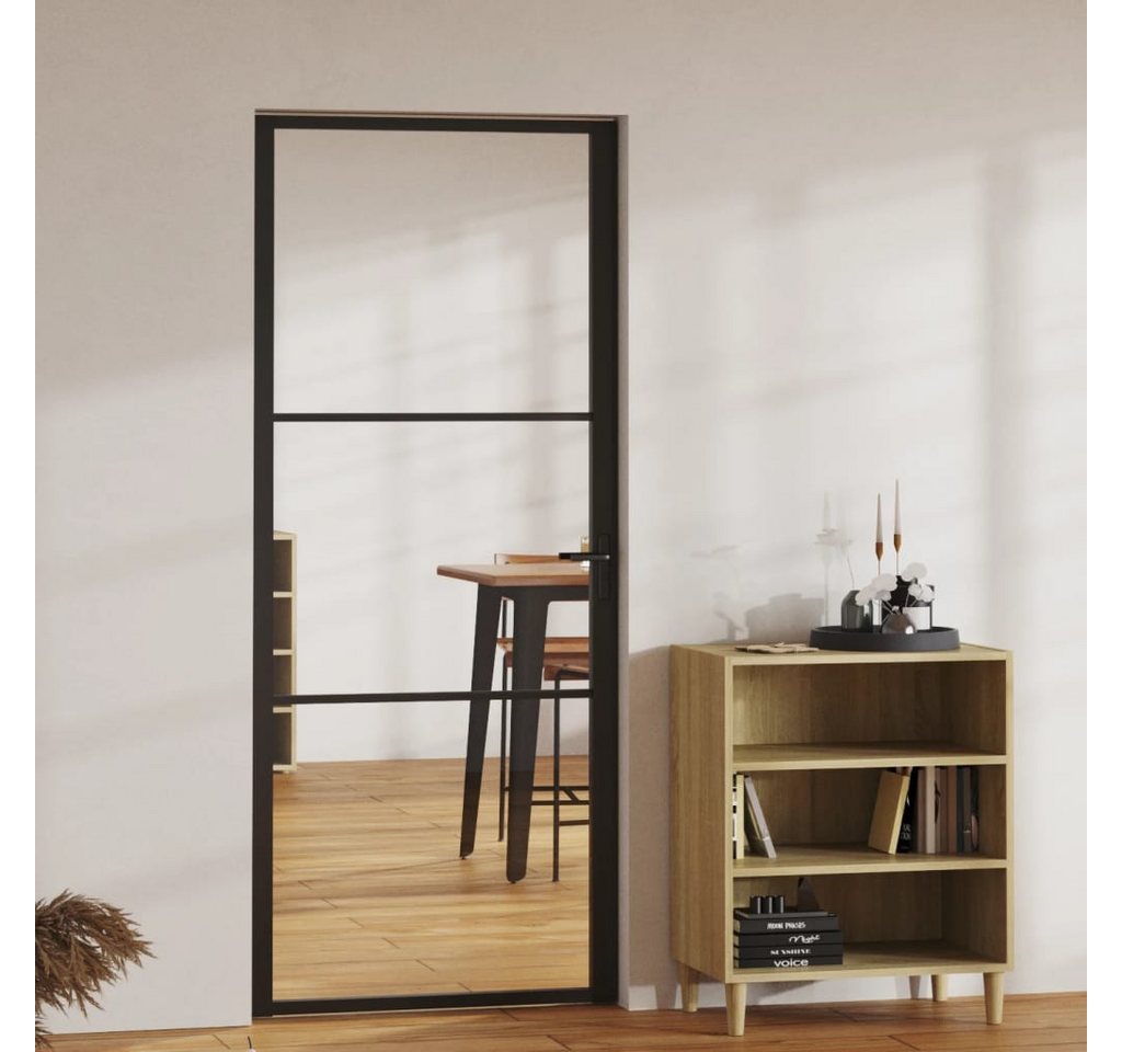 Thumbnail - vidaXL Zimmertür Innentür ESG Glas und Aluminium 83x201,5 cm Schwarz
