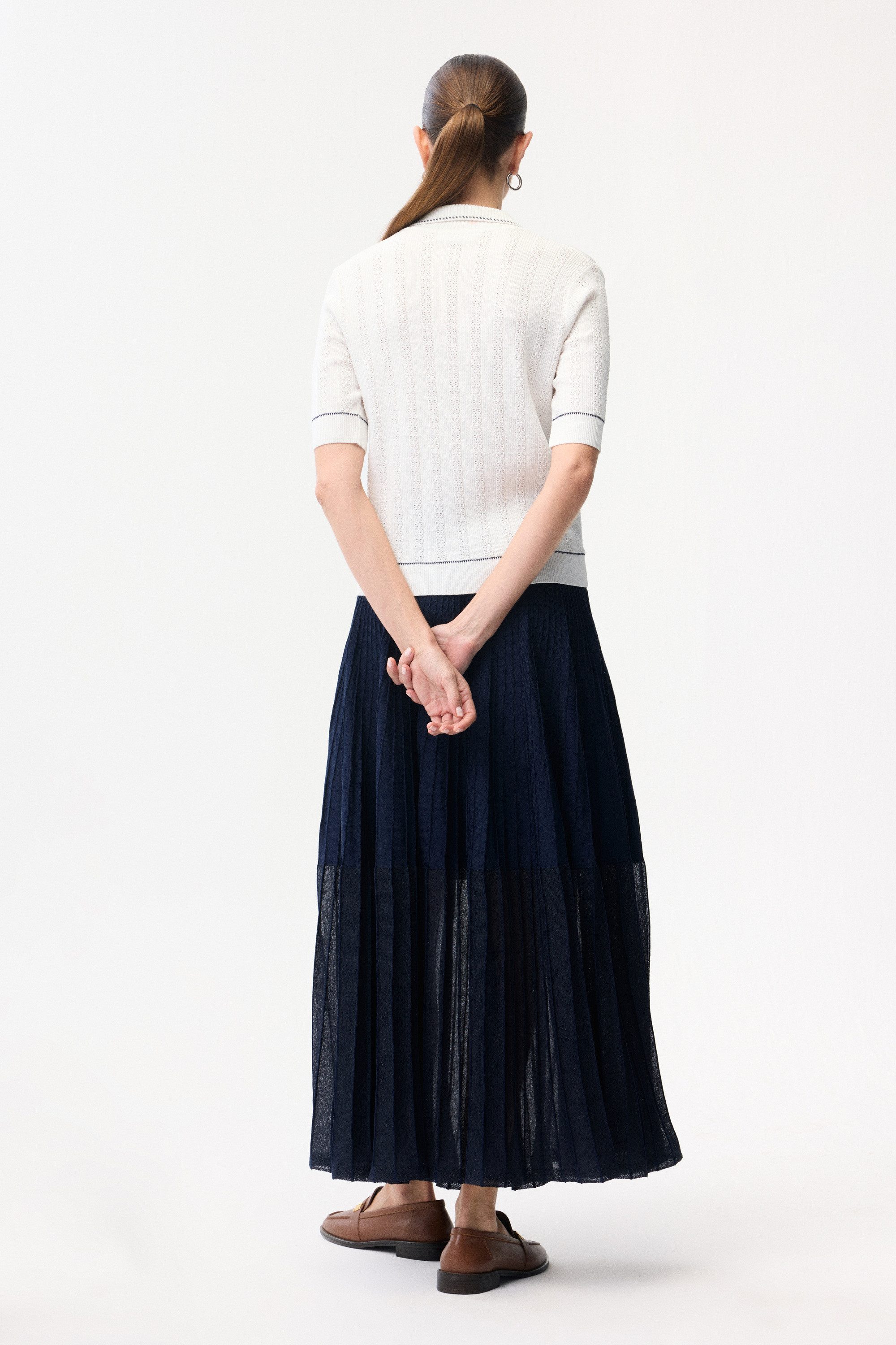 adL Blusentop Strickbluse mit Hemdkragen