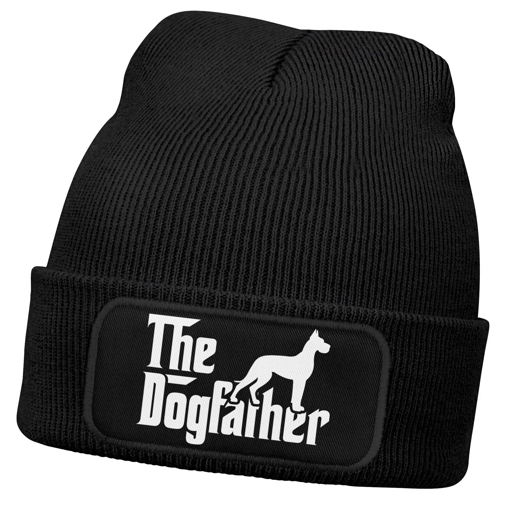 Strickmütze Herren Beanie mit Patch Dogfather Strickmütze mit Spruch