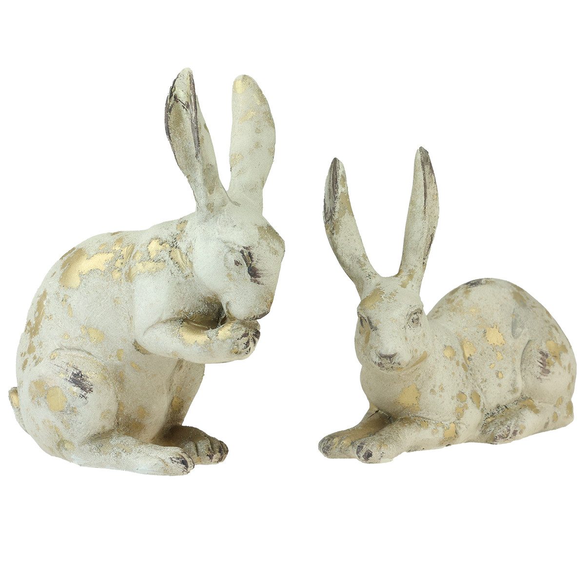 Florists Products Osterhase Zauberhafte Shabby Chic Deko-Hasen, Ostern, Gold Akzente, 2 Stück