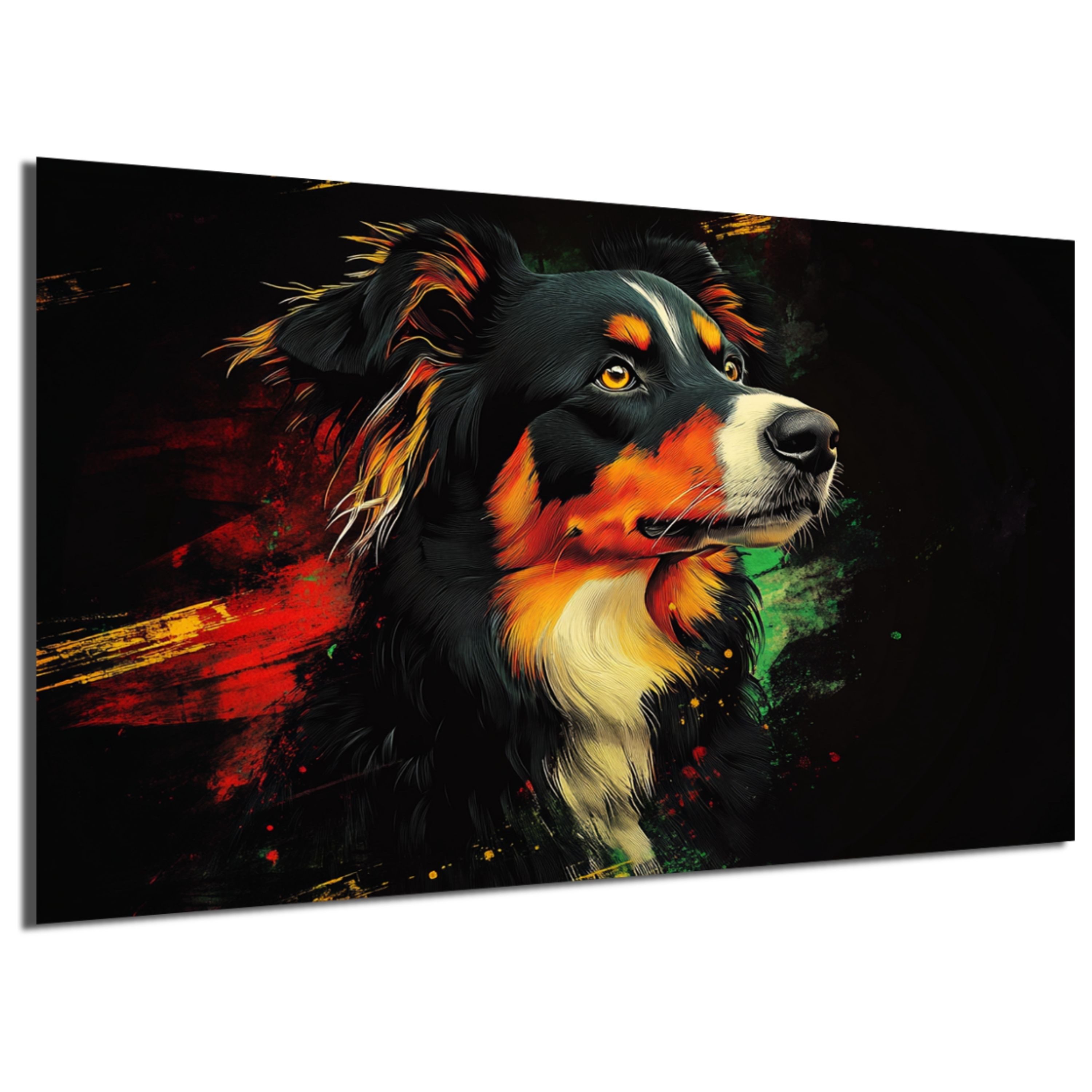 DARO Design Leinwandbild Modern Abstrakt Wandbilder XXL Wandbild Wand Deko Leinwand Bilder, (Australian Shepherd Warhol Glitch - Bilder groß Wohnzimmer Schlafzimmer Küche Esszimmer Einteilig Querformat Fotodruck Leinwände Wanddeko Abstrakte Kunst Boho), 30x20cm