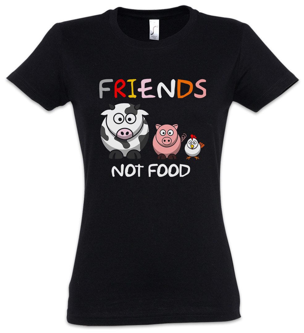 Urban Backwoods Print-Shirt Friends Not Food Comic Damen T-Shirt Veganer Speziesismus Vegan (1-tlg) Vegetarier Tierschutz Buddies Homies