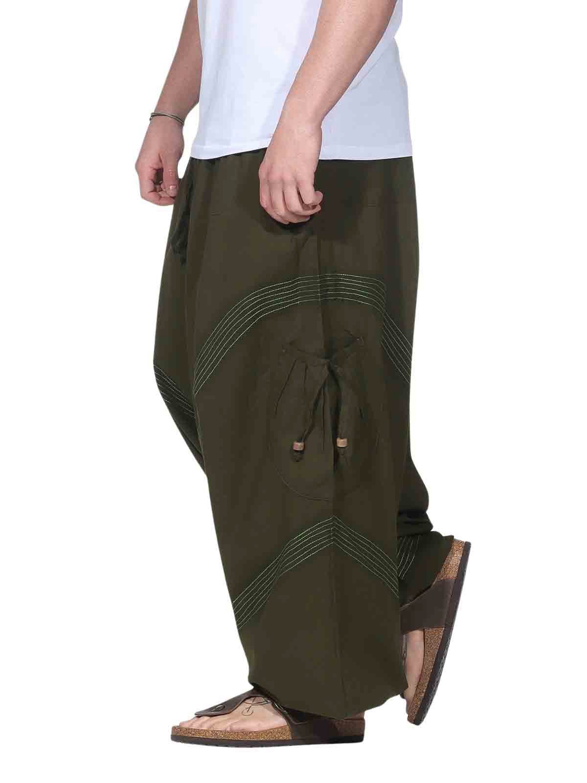 KUNST UND MAGIE Haremshose Haremshose Herren Unisex Baumwolle – Goa Hose mit Taschen Aladinhose