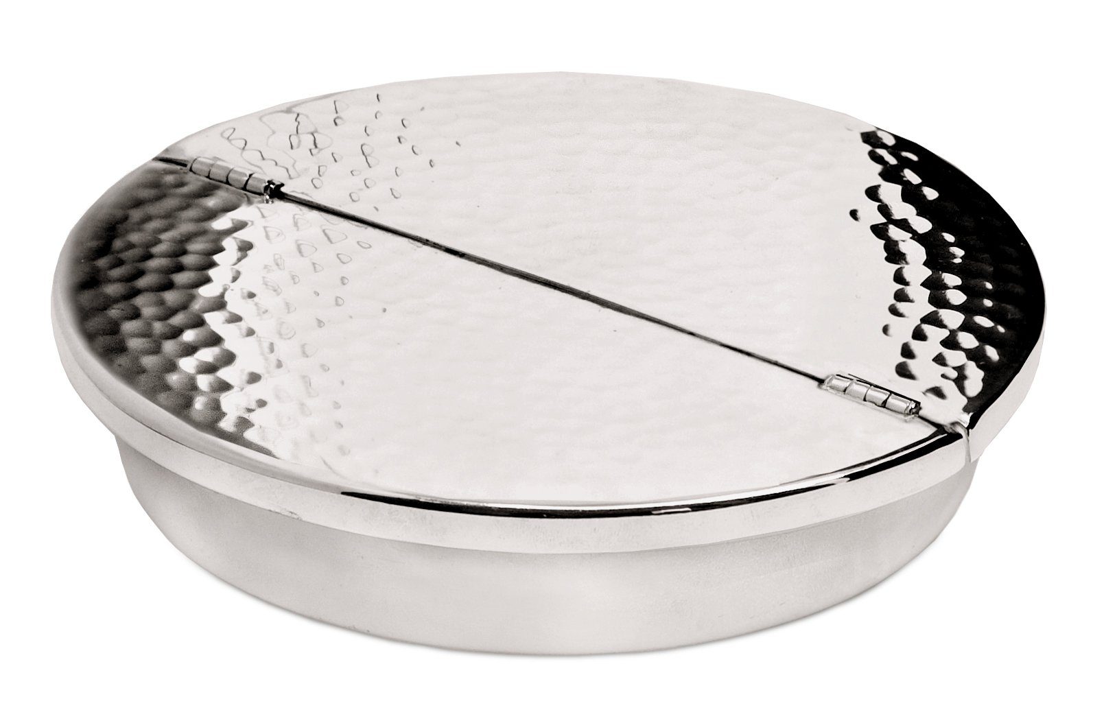 EDZARD Aschenbecher Madras, Windaschenbecher mit Deckel, schwerversilbert, gehämmert, Ø 13 cm