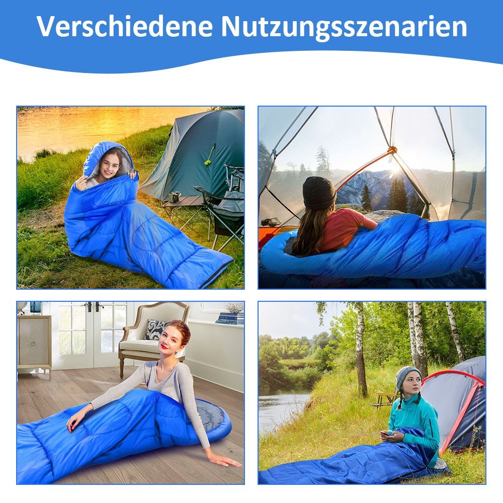 XIIW Mumienschlafsack Schlafsack 3-4 Outdoor 950g Jahreszeiten, Reise (Ultraleicht Erwachsene Kinder Deckenschlafsack), 210x75cm Wandern Grün Sommerschlafsack Camping für
