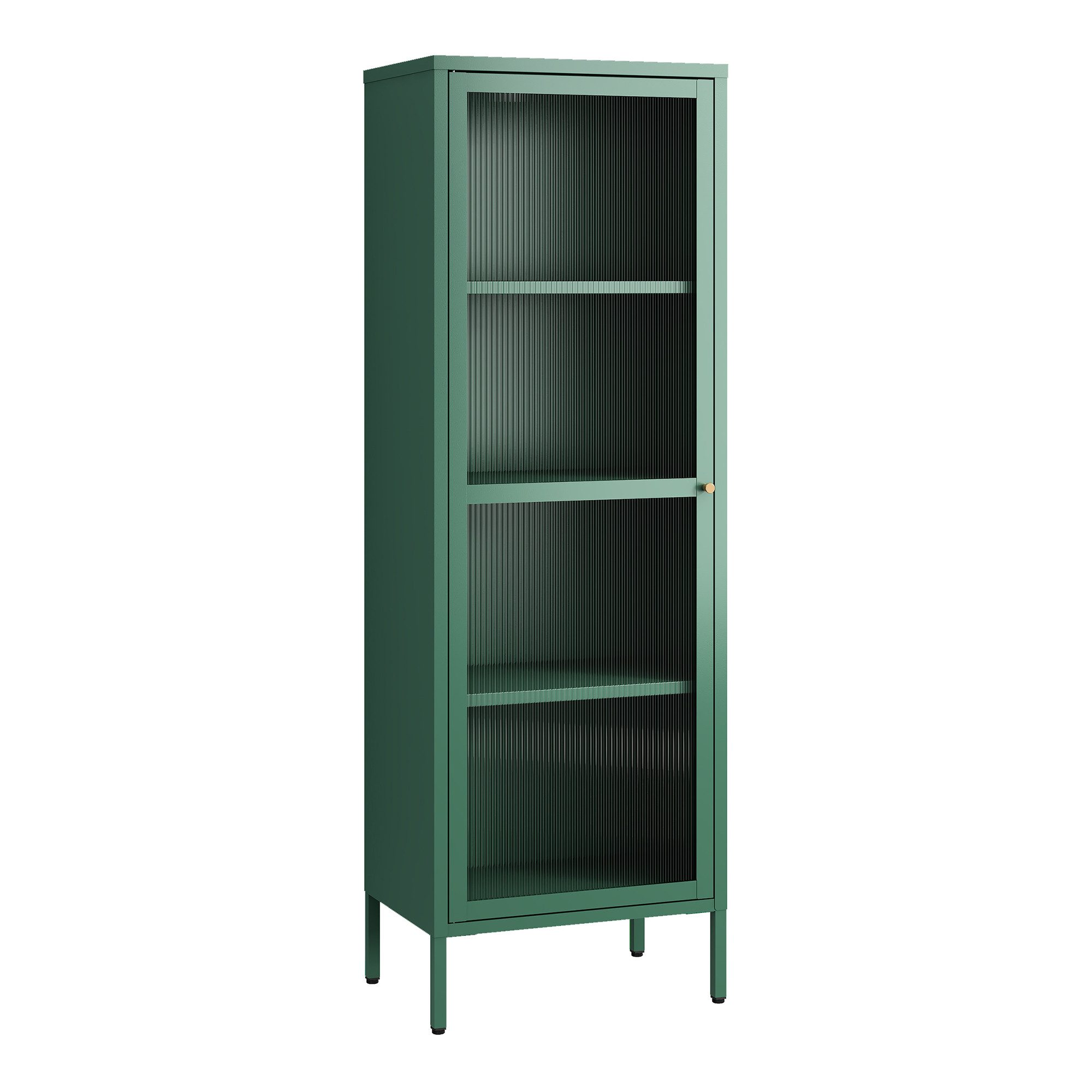 en.casa Vitrine »Säkylä« mit 1 Tür Stahl 150 x 50 x 35 cm Tannengrün günstig online kaufen