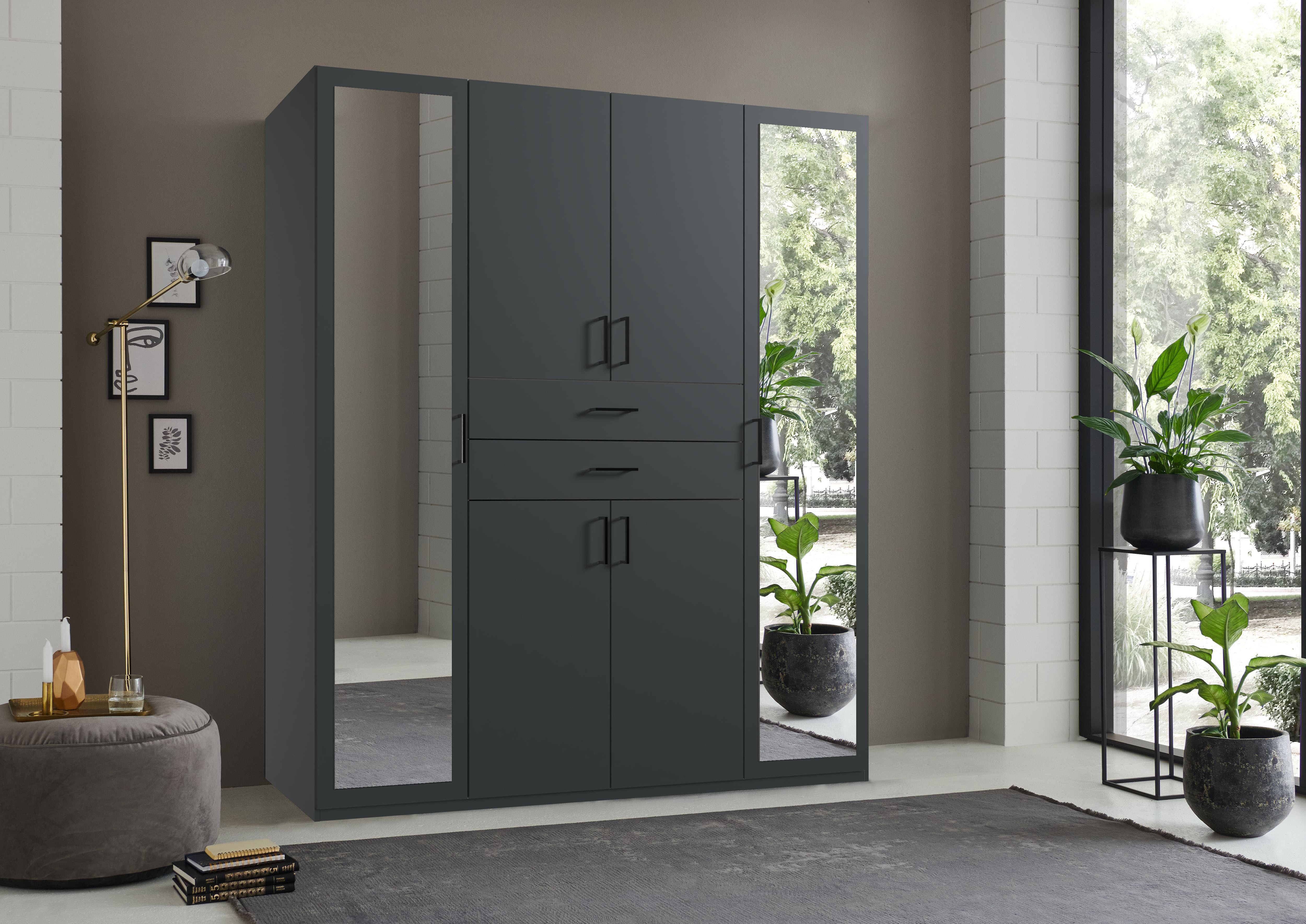Wimex Kleiderschrank Diver Drehtürenschrank mit Spiegel, 180, 225 o. 270cm breit Bestseller Schlafzimmerschrank wahlweise 3 Innenausstattungen