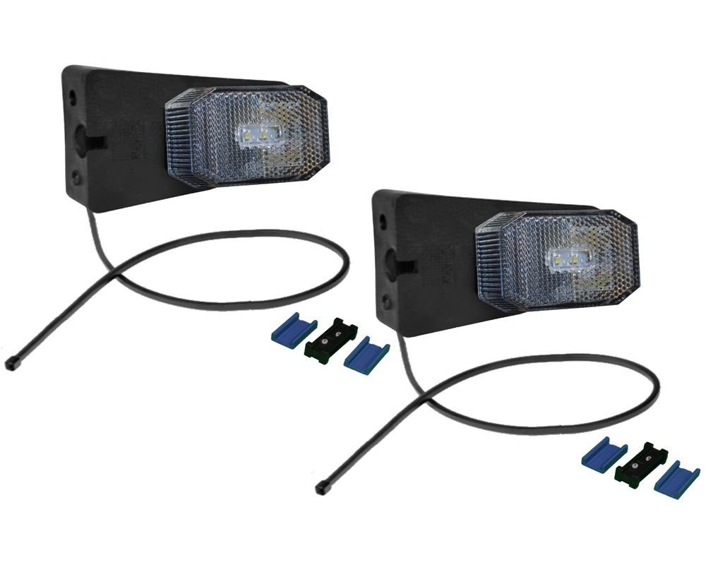 Anhänger 2x Aspöck Flexipoint 1 LED weiß m. Halter + 0,5m Kabel + DC-Verbinder
